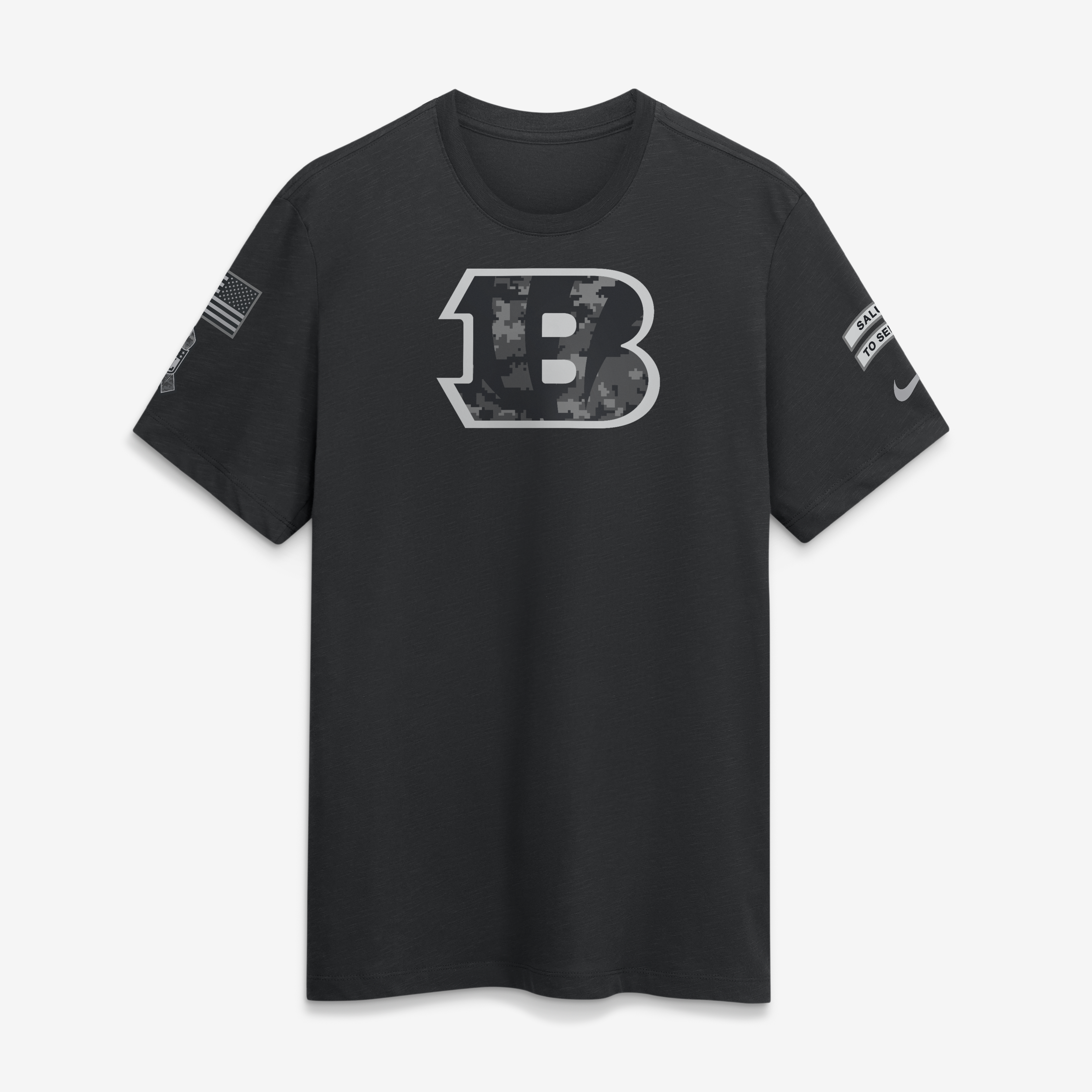 Cincinnati Bengals Nike Salute To Service Short Sleeve Slub Crew T-Shirt - Mens, , rebel_hi-res