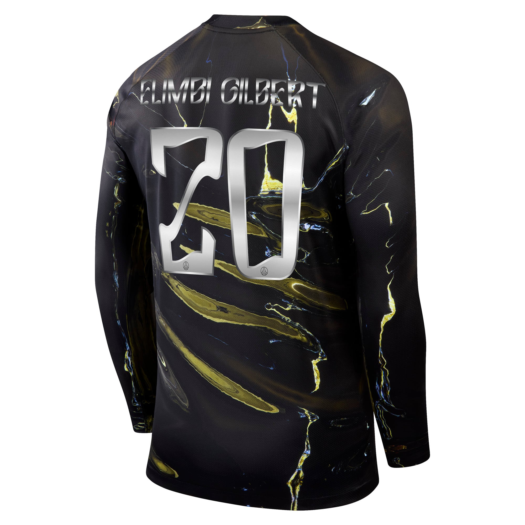 PSG Jordan Night Edition Stadium Long-Sleeved Shirt 2025-26 with Elimbi Gilbert 20 printing, , rebel_hi-res