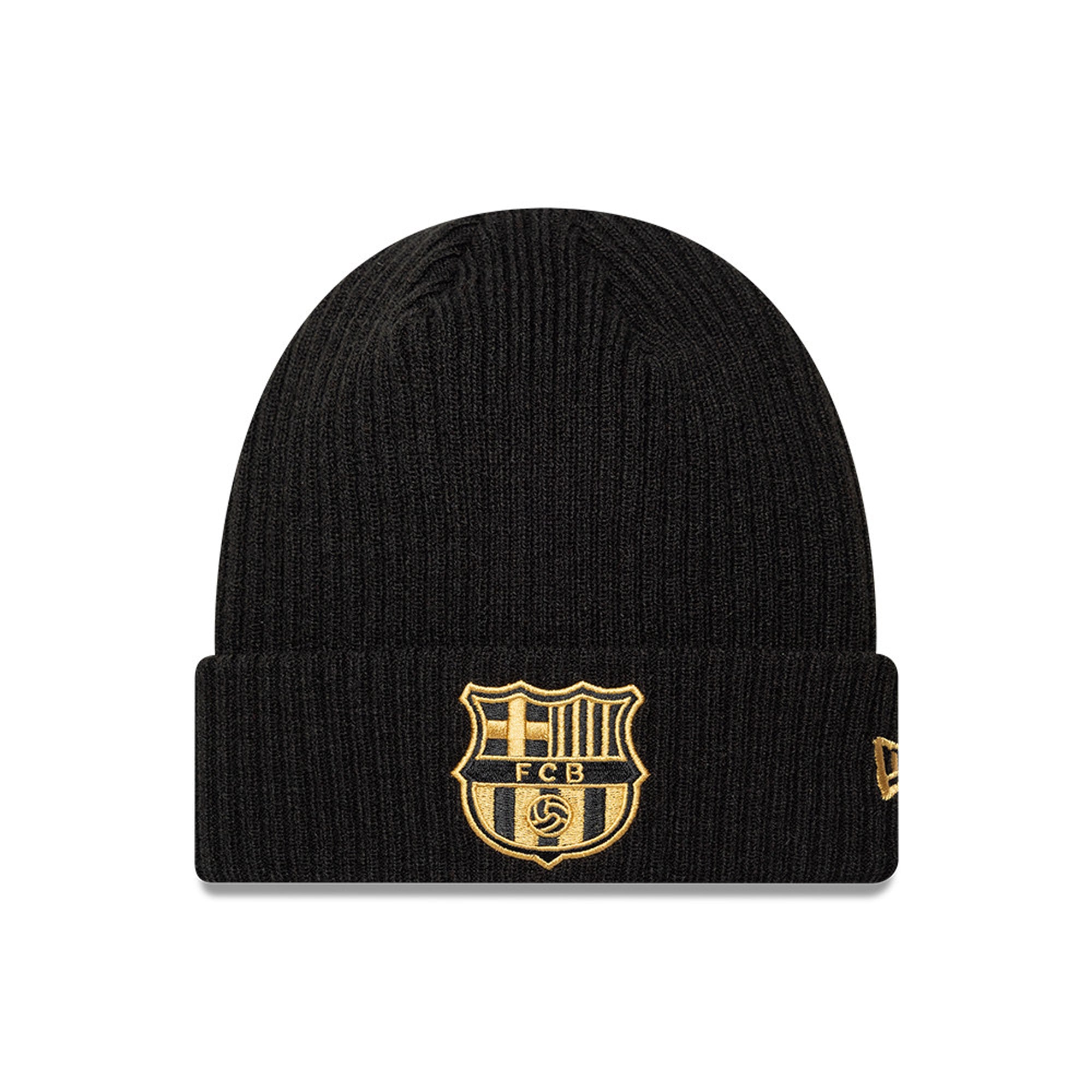 Barcelona Ribbed Cuffed Beanie - Black, , rebel_hi-res