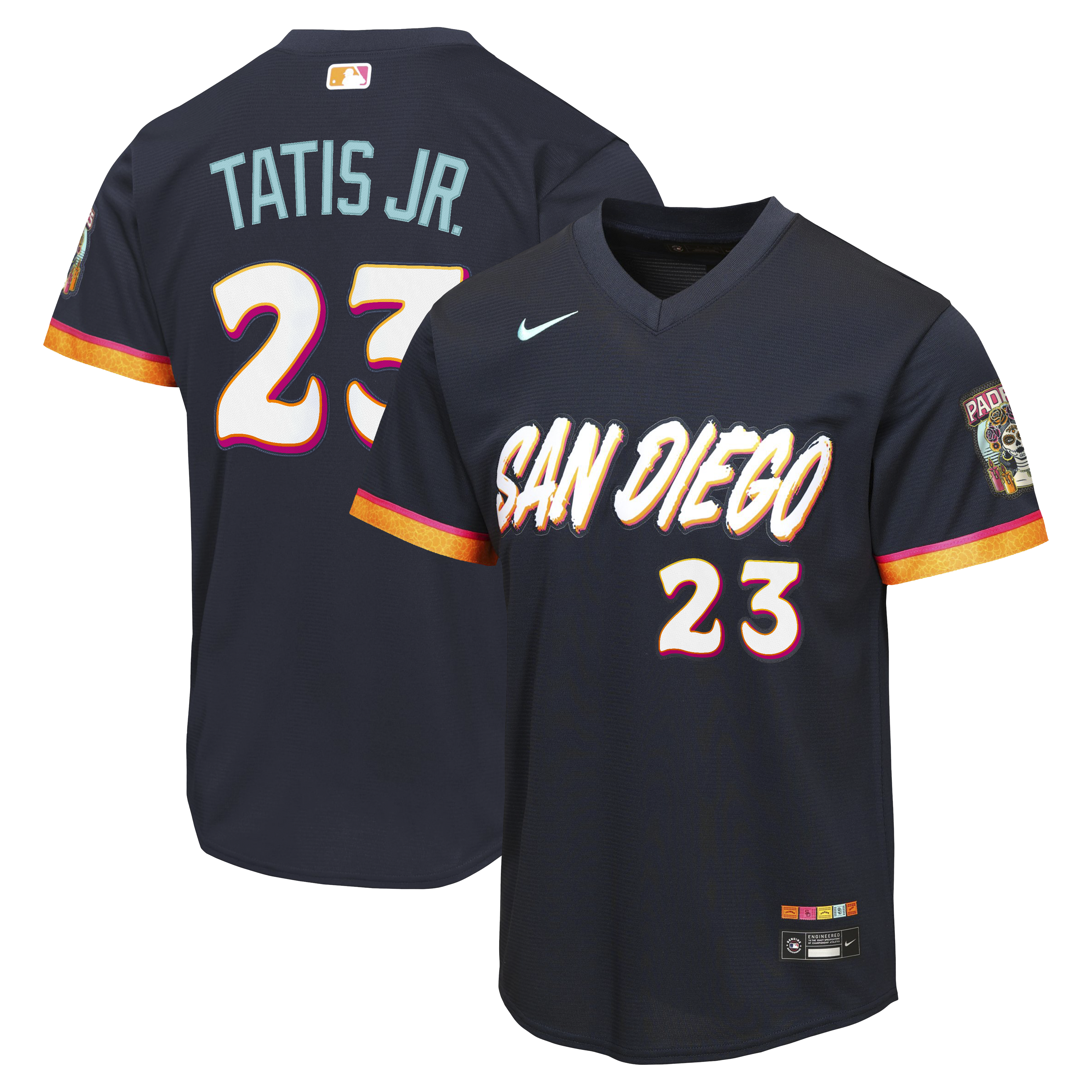 San Diego Padres Nike MLB City Connect Stadium Jersey - Black - Fernando Tatis Jr. - Youth, , rebel_hi-res