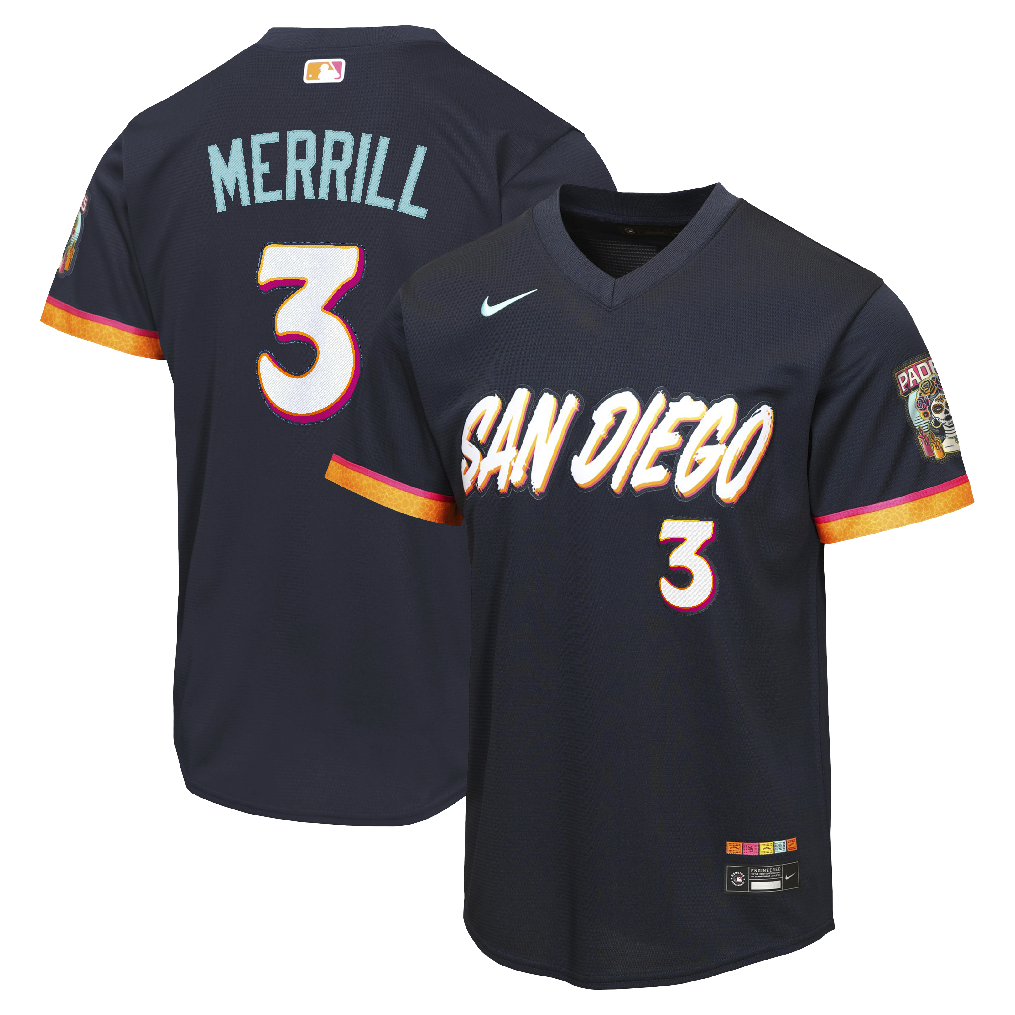 San Diego Padres Nike MLB City Connect Stadium Jersey - Black - Jackson Merrill - Youth, , rebel_hi-res