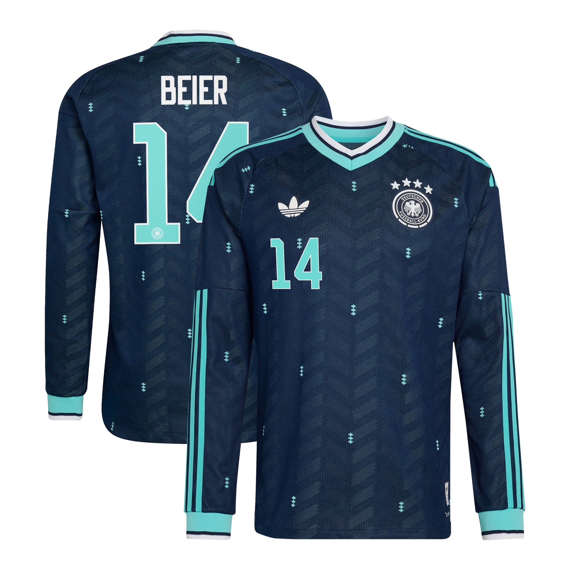 Germany National Team adidas Away Authentic Shirt 2026 - Long Sleeve with Beier 14 printing, , rebel_hi-res