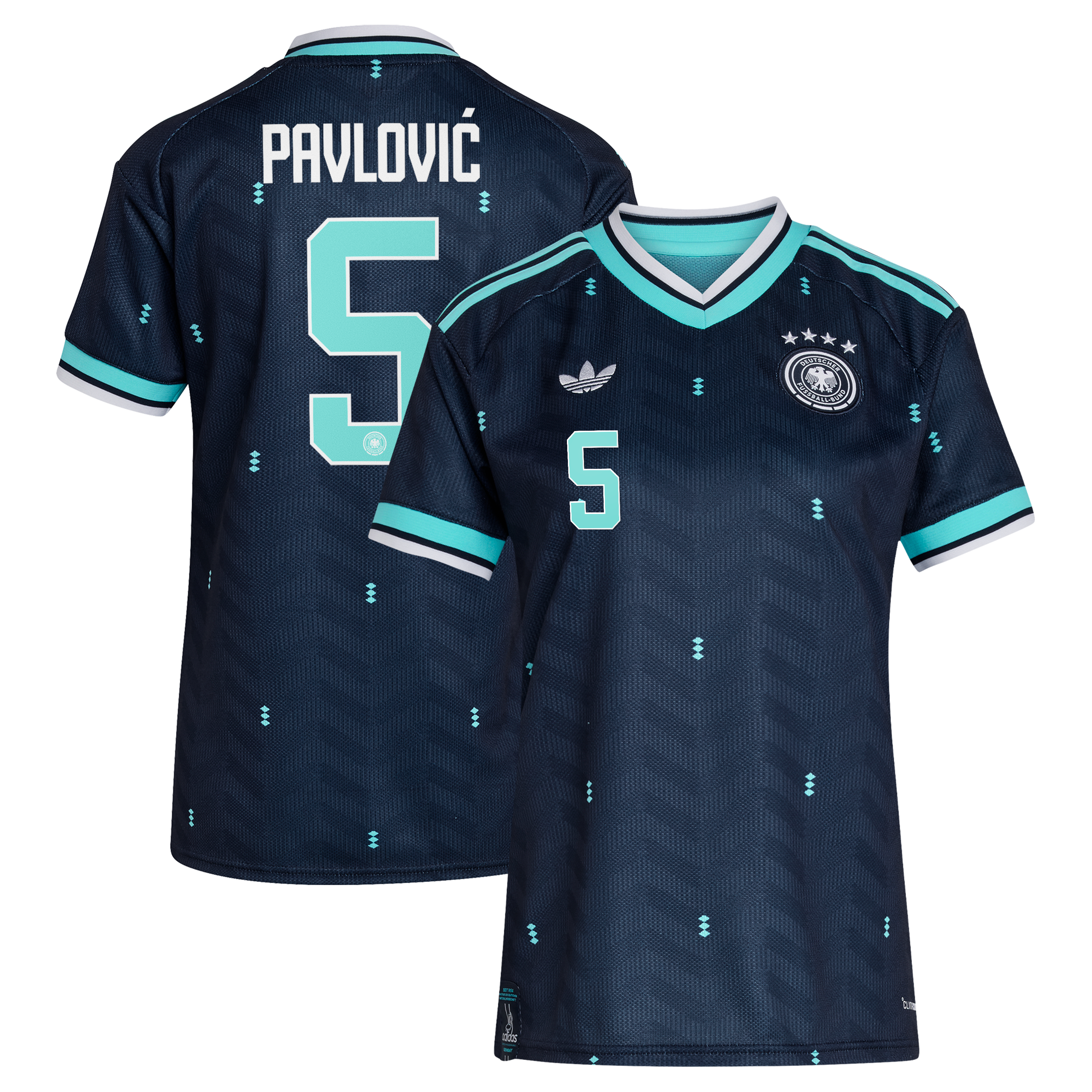 Germany National Team adidas Away Shirt 2026 - Womens with Pavlović 5 printing, , rebel_hi-res