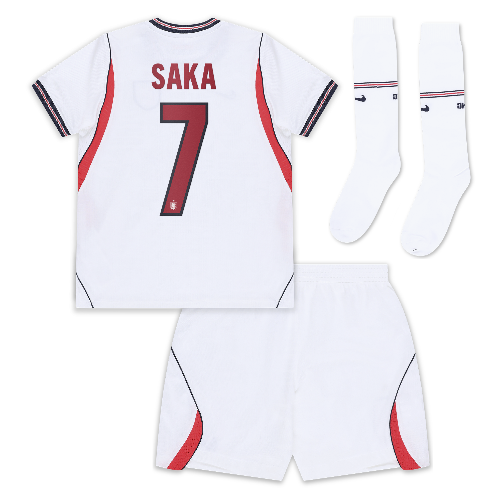 England Nike Home Stadium Mini Kit 2026 - Little Kids with Saka 7 printing, , rebel_hi-res
