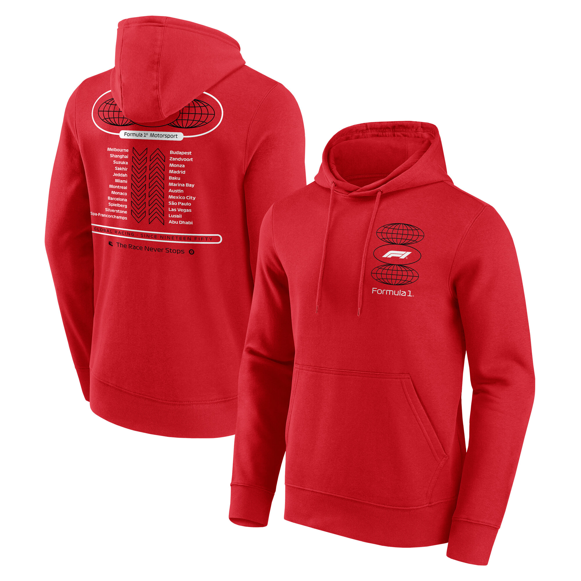 Formula 1 Tour Graphic Hoodie - Red - Unisex, , rebel_hi-res