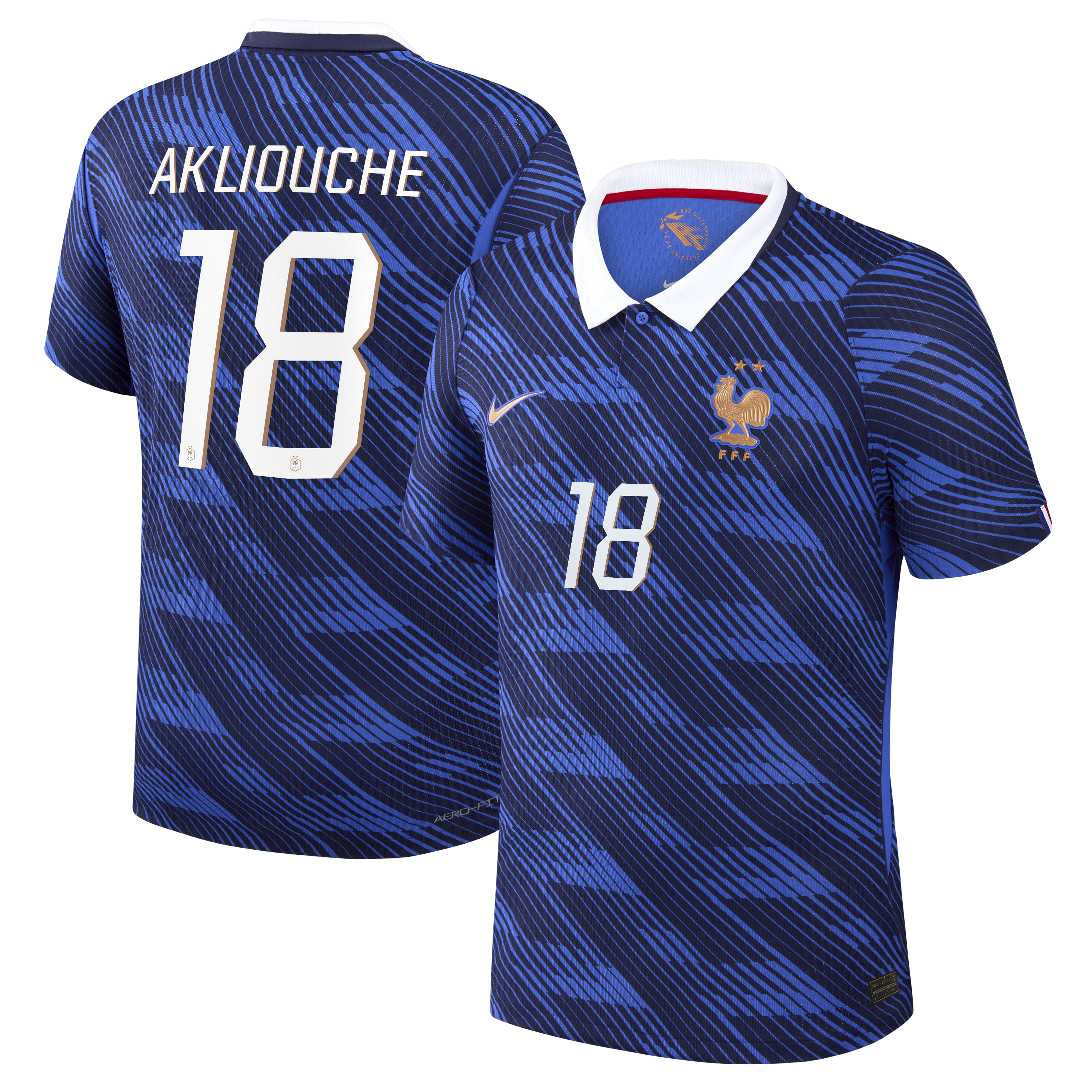 France Nike Home Aero-Fit Match Shirt 2026 with Akliouche 18 printing, , rebel_hi-res