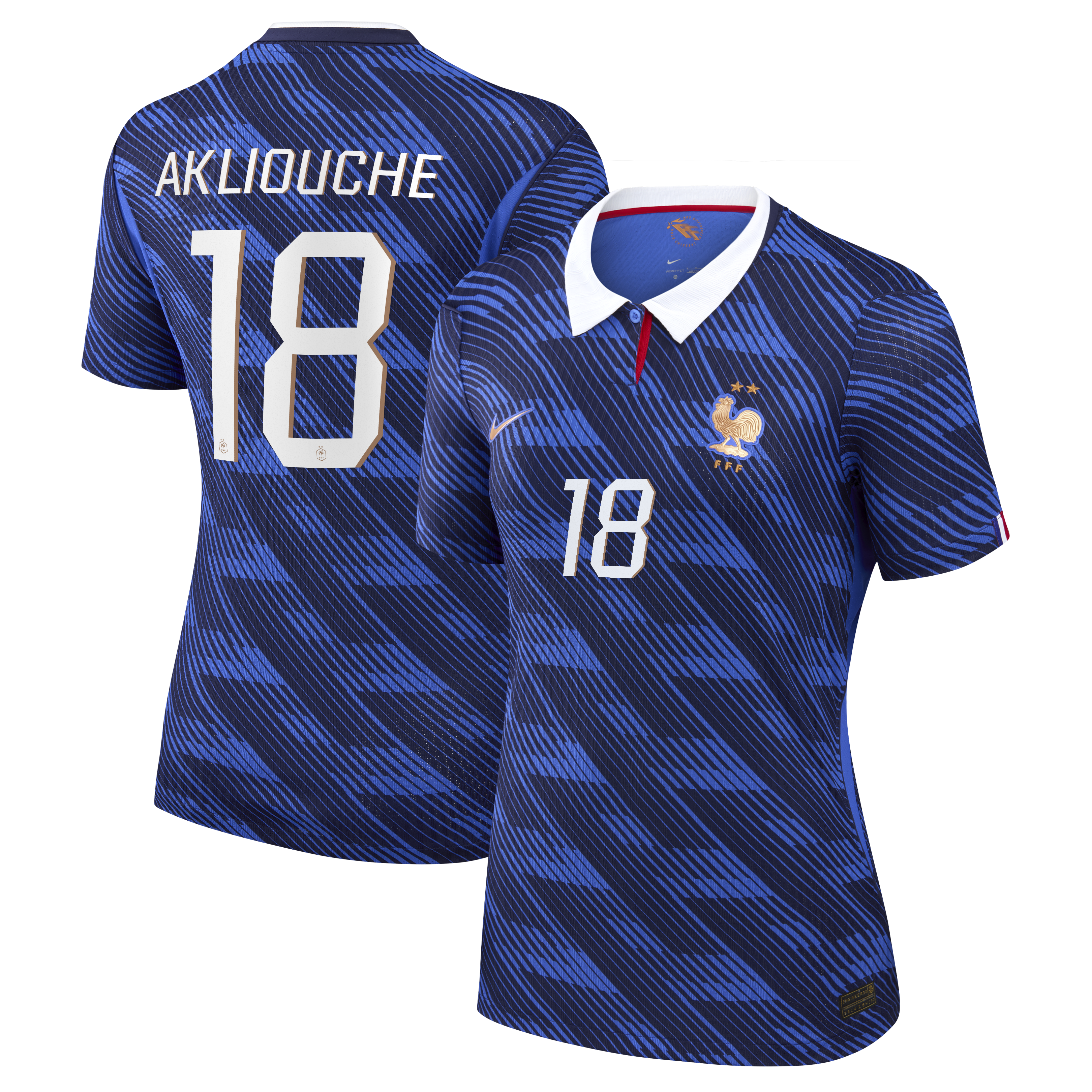 France Nike Home Aero-Fit Match Shirt 2026 - Womens with Akliouche 18 printing, , rebel_hi-res
