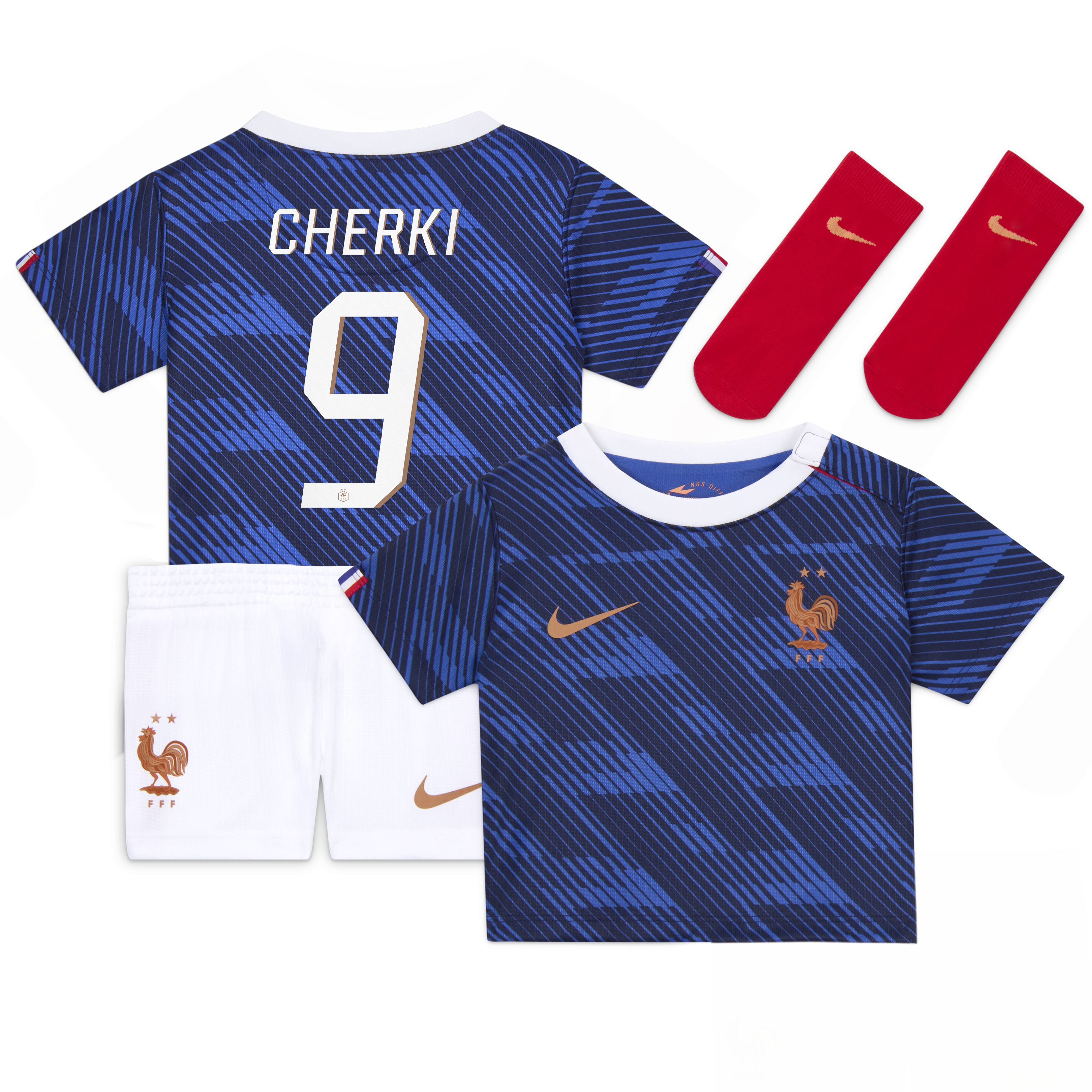 France Nike Home Stadium Kit - 2026 - Infant with Cherki 9 printing, , rebel_hi-res