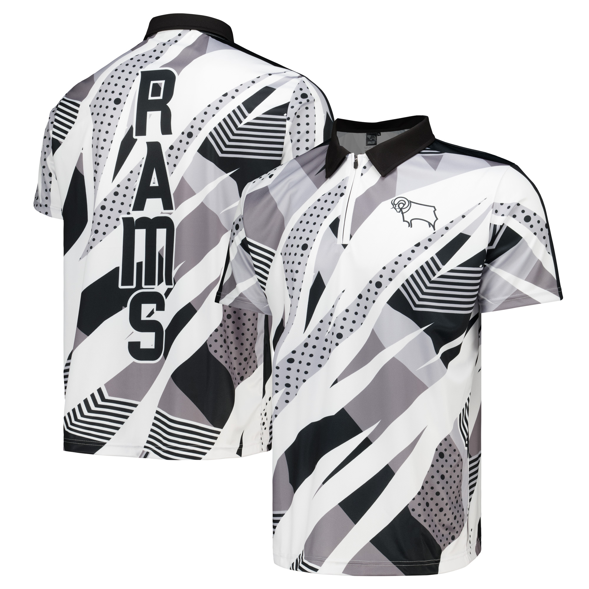 Derby County Darts Shirt - Black/White - Mens, , rebel_hi-res