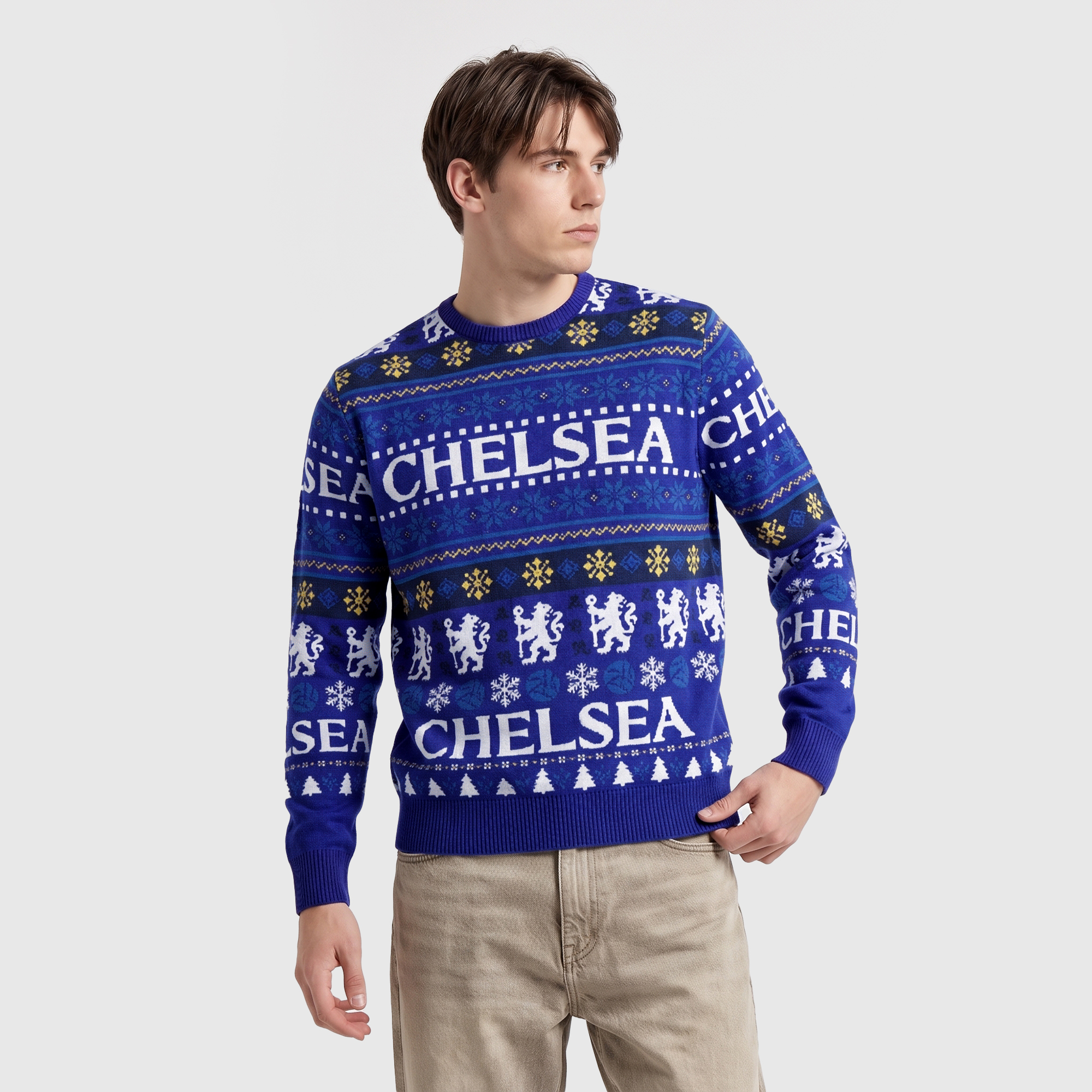 Chelsea Christmas Fairisle Jumper - Blue - Unisex, , rebel_hi-res