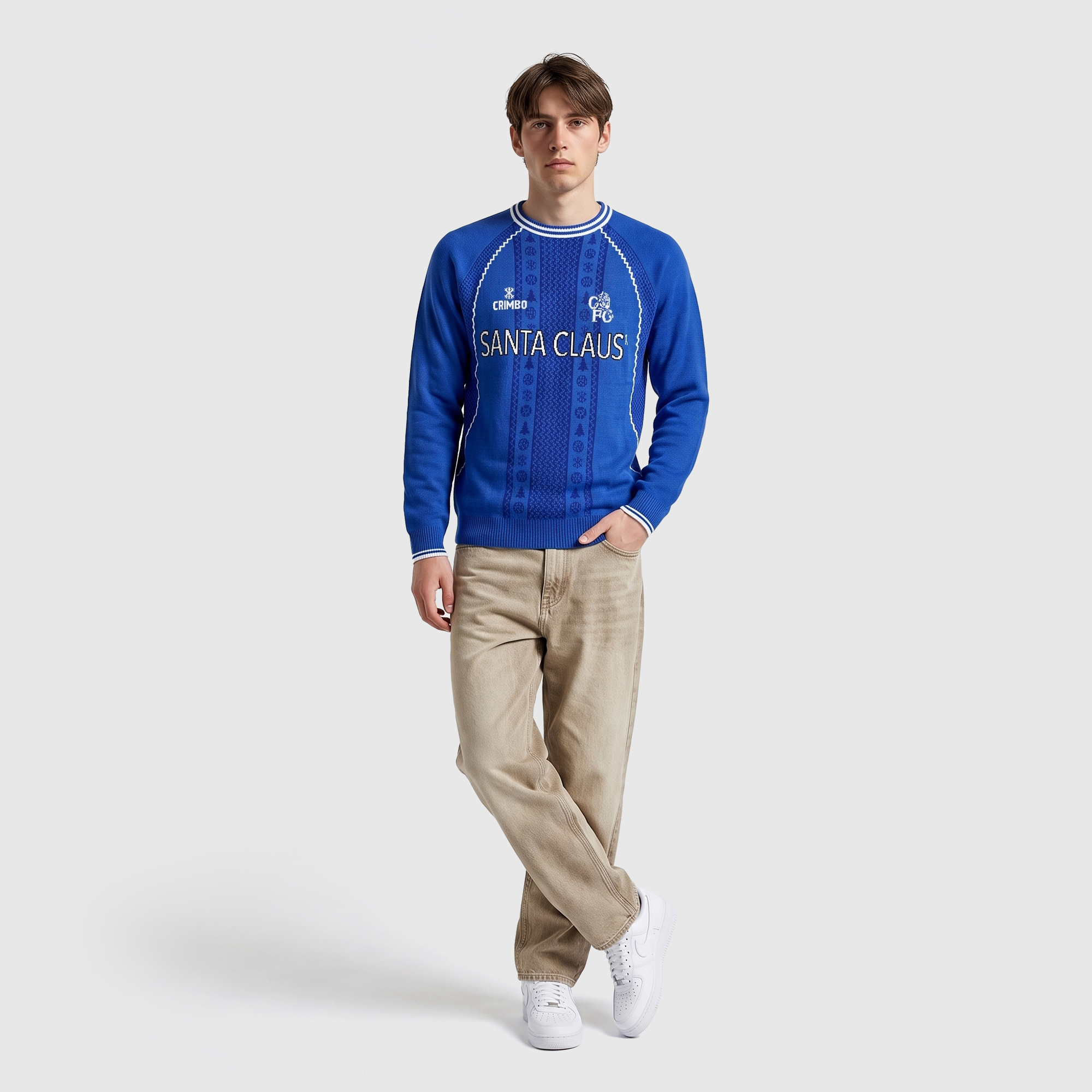 Chelsea Christmas Retro Jumper - Blue - Unisex, , rebel_hi-res
