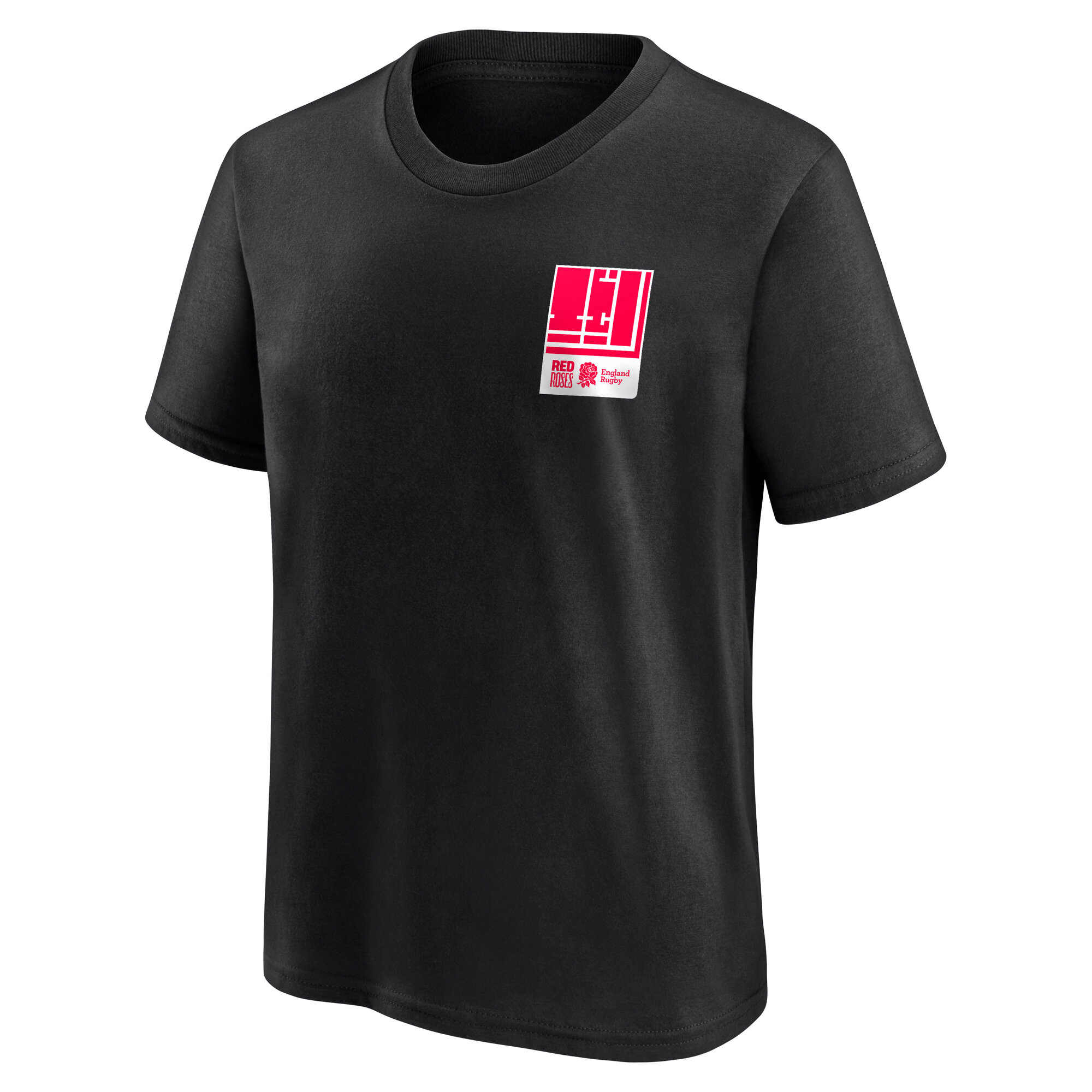 England Rugby Red Roses Art Graphic T-Shirt - Black - Juniors, , rebel_hi-res