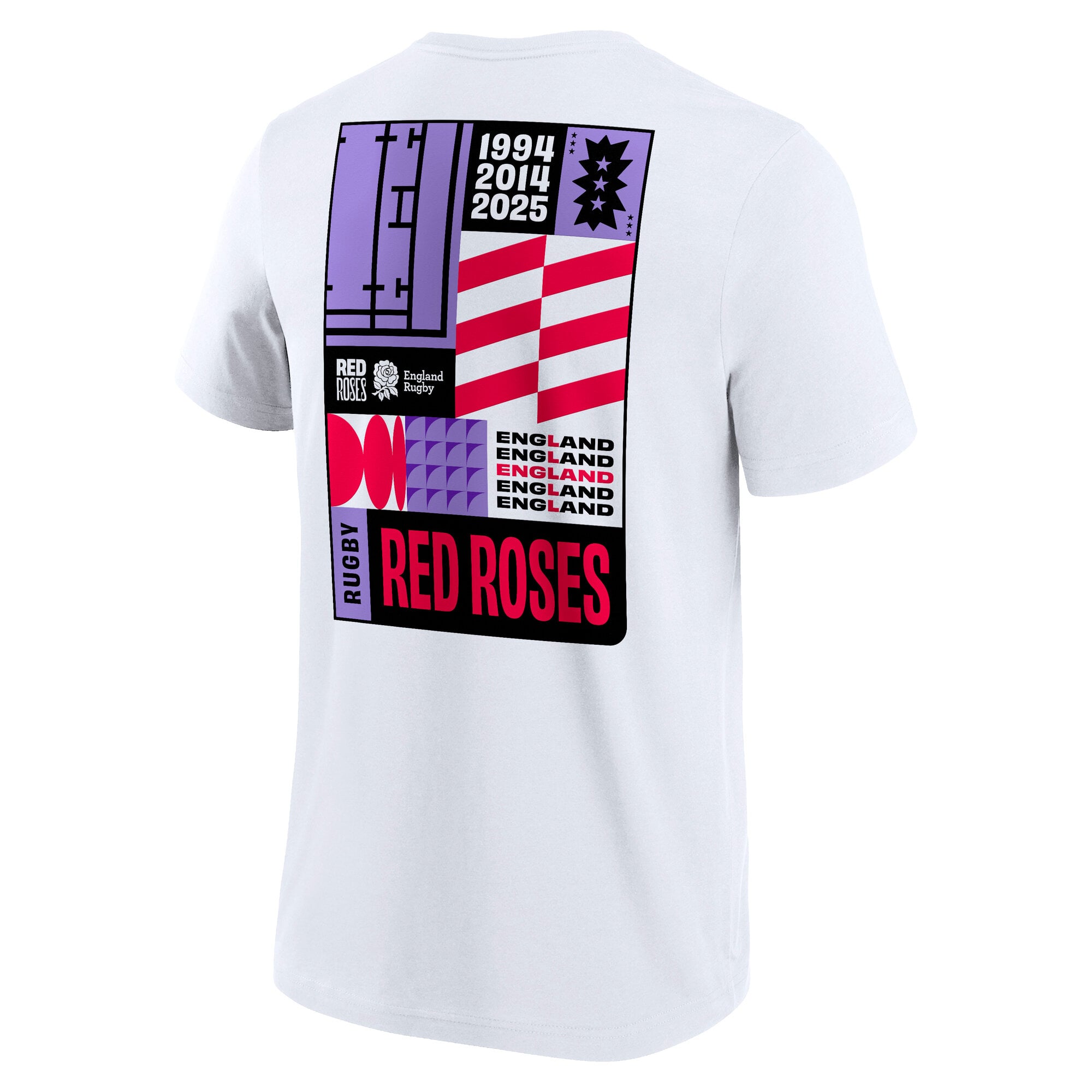 England Rugby Red Roses Art Graphic T-Shirt - White, , rebel_hi-res