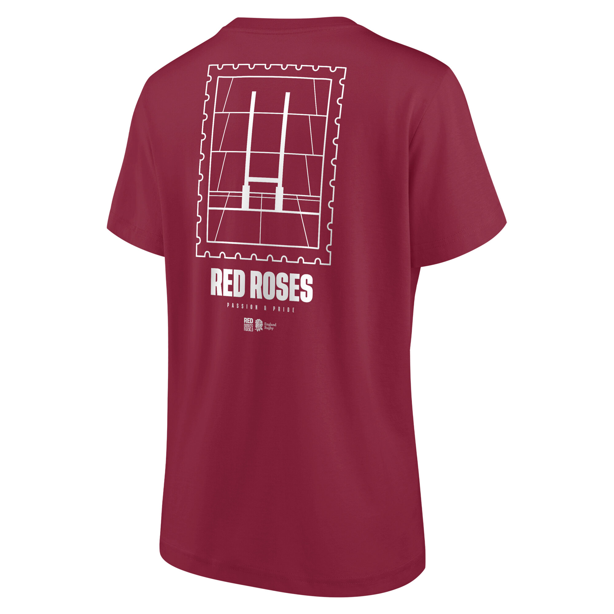 England Rugby Red Roses Stamp Graphic T-Shirt - Red - Womens, , rebel_hi-res