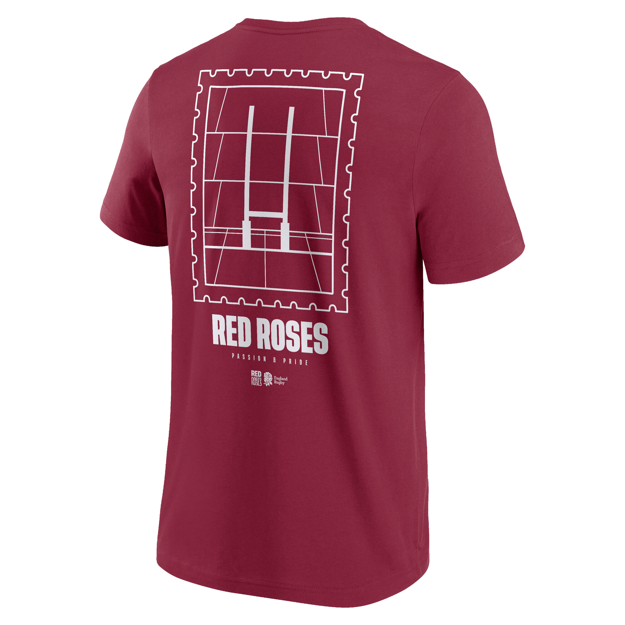 England Rugby Red Roses Stamp Graphic T-Shirt - Red, , rebel_hi-res