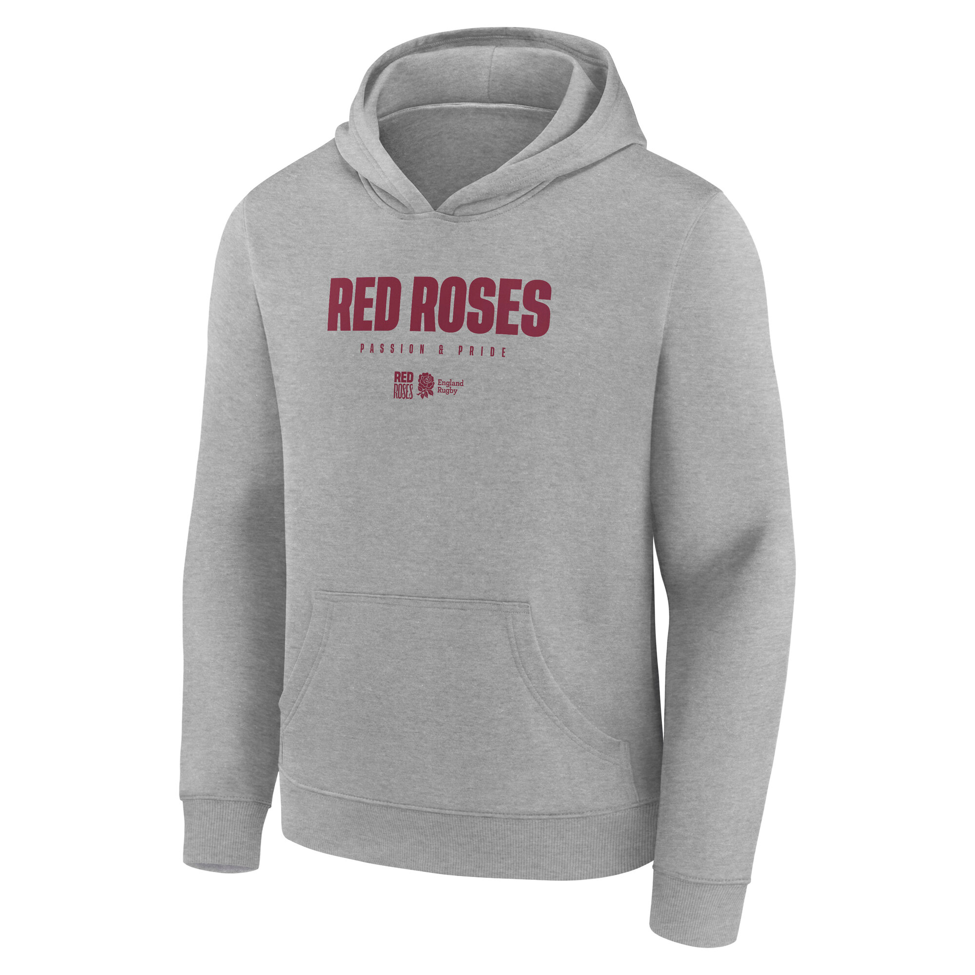 England Rugby Red Roses Stamp Graphic Hoodie - Grey - Juniors, , rebel_hi-res