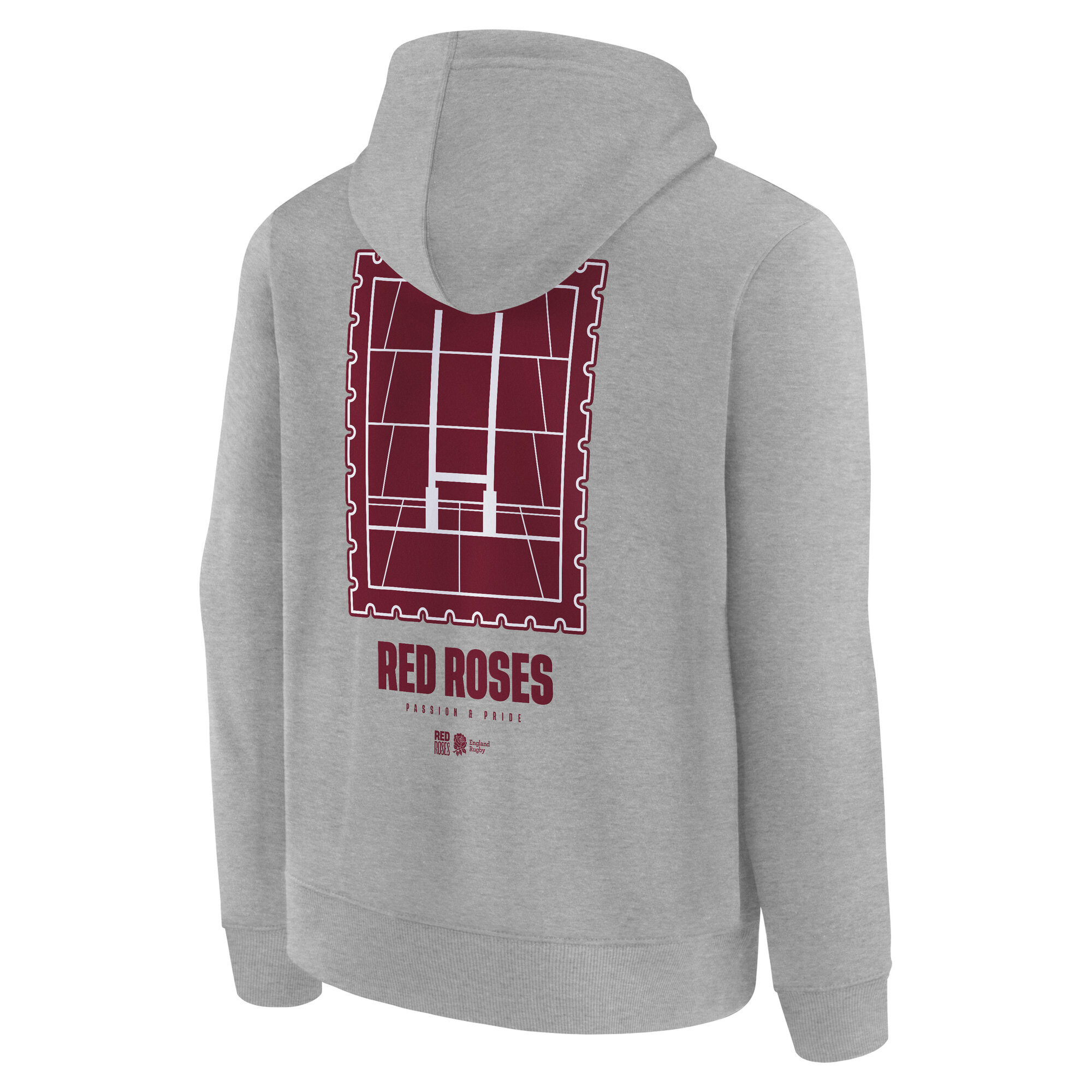 England Rugby Red Roses Stamp Graphic Hoodie - Grey - Juniors, , rebel_hi-res