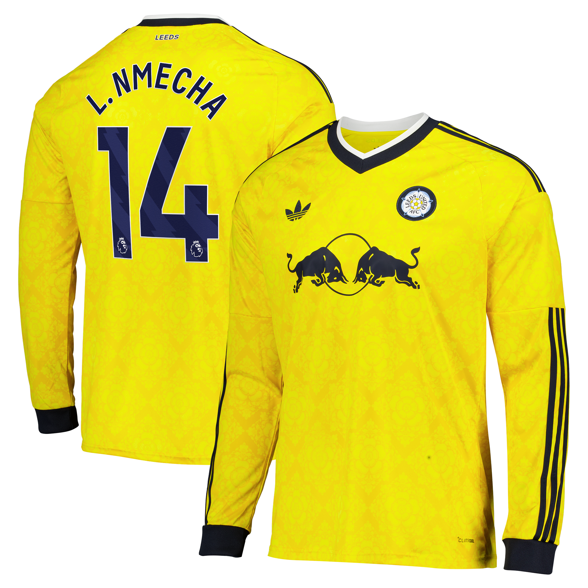 Leeds United adidas Away Shirt 2026-27 - Long Sleeve with L. Nmecha 14 printing, , rebel_hi-res