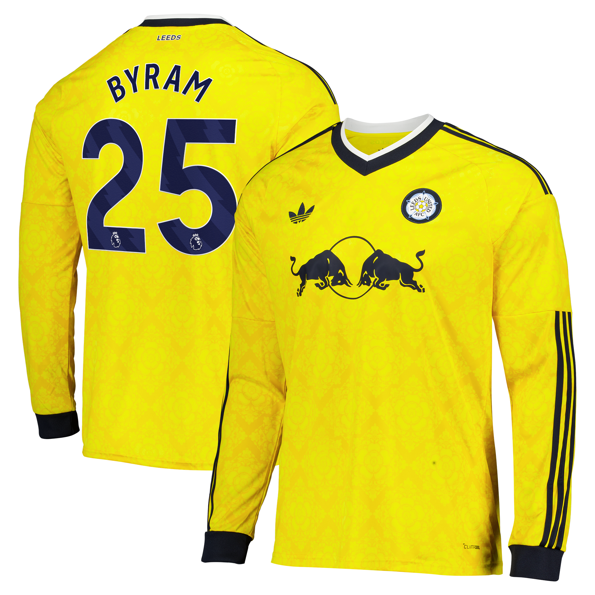Leeds United adidas Away Shirt 2026-27 - Long Sleeve with Byram 25 printing, , rebel_hi-res
