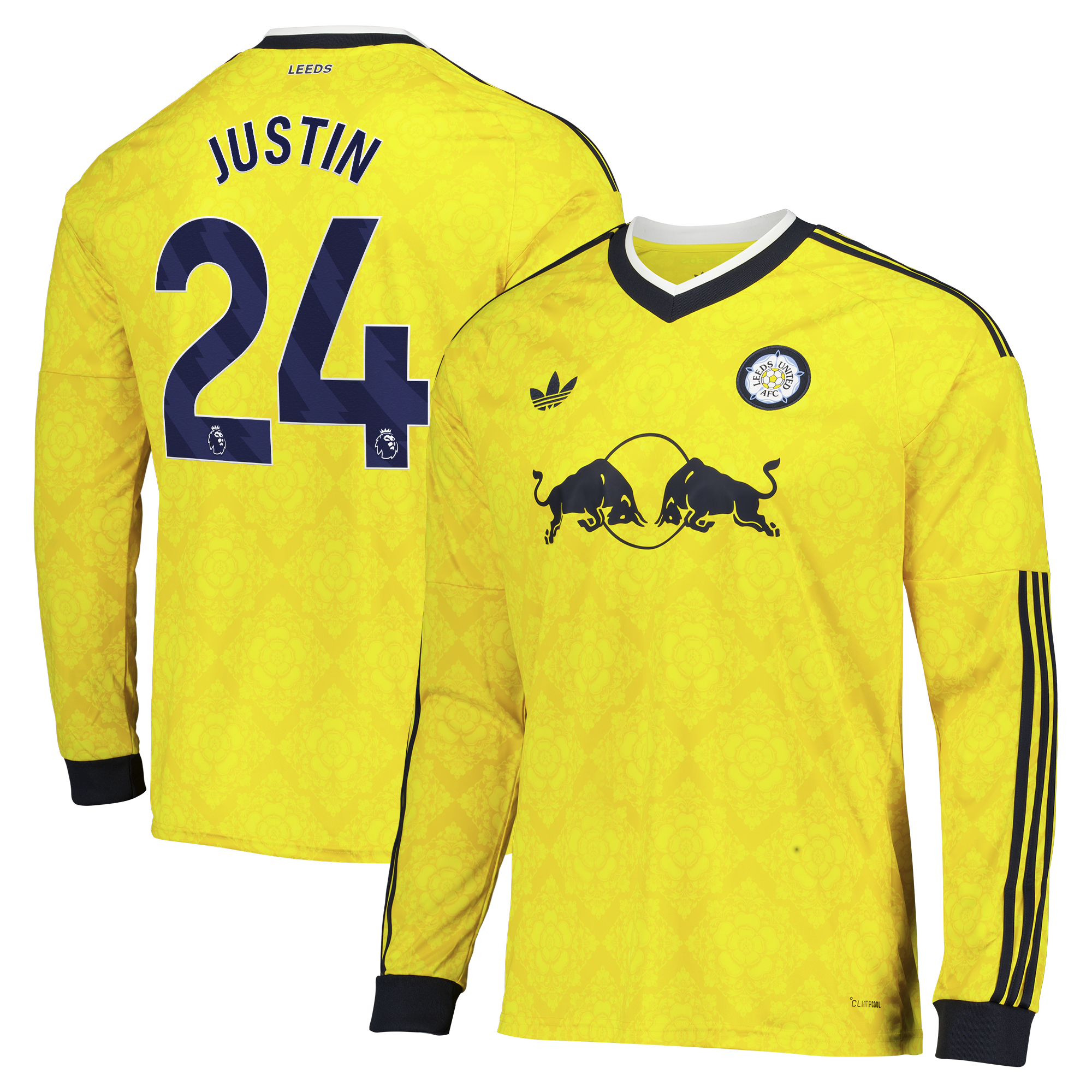 Leeds United adidas Away Shirt 2026-27 - Long Sleeve with Justin 24 printing, , rebel_hi-res