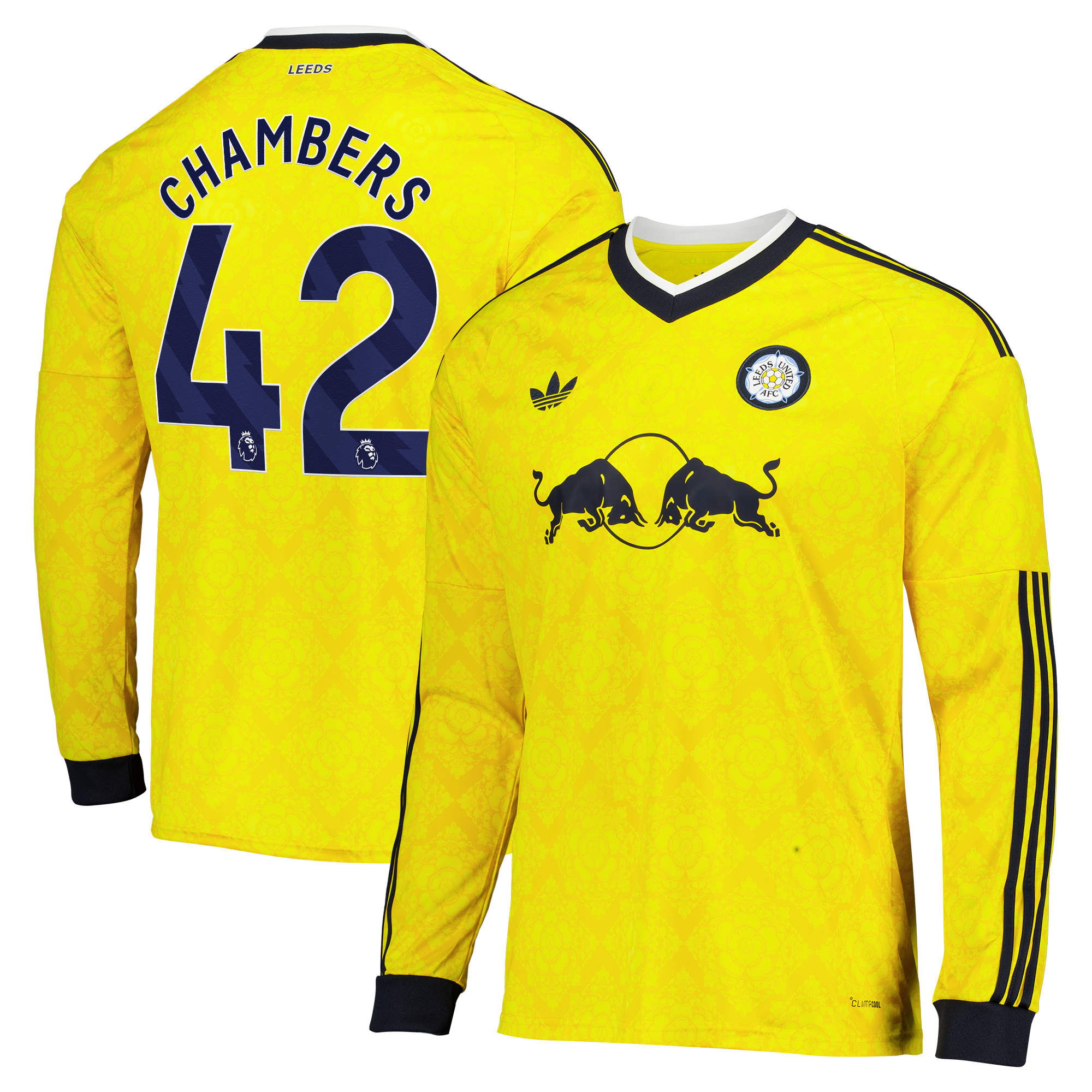 Leeds United adidas Away Shirt 2026-27 - Long Sleeve with Chambers 42 printing, , rebel_hi-res