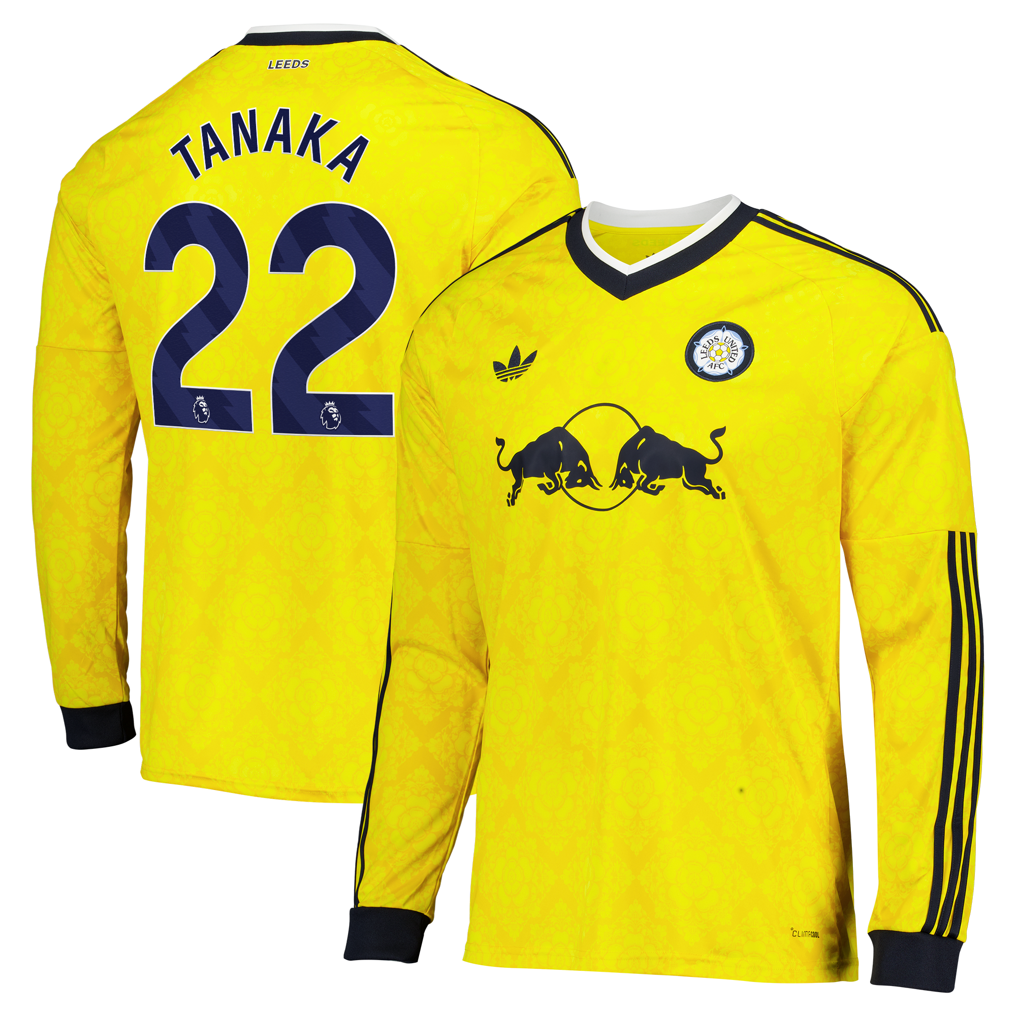 Leeds United adidas Away Shirt 2026-27 - Long Sleeve with Tanaka 22 printing