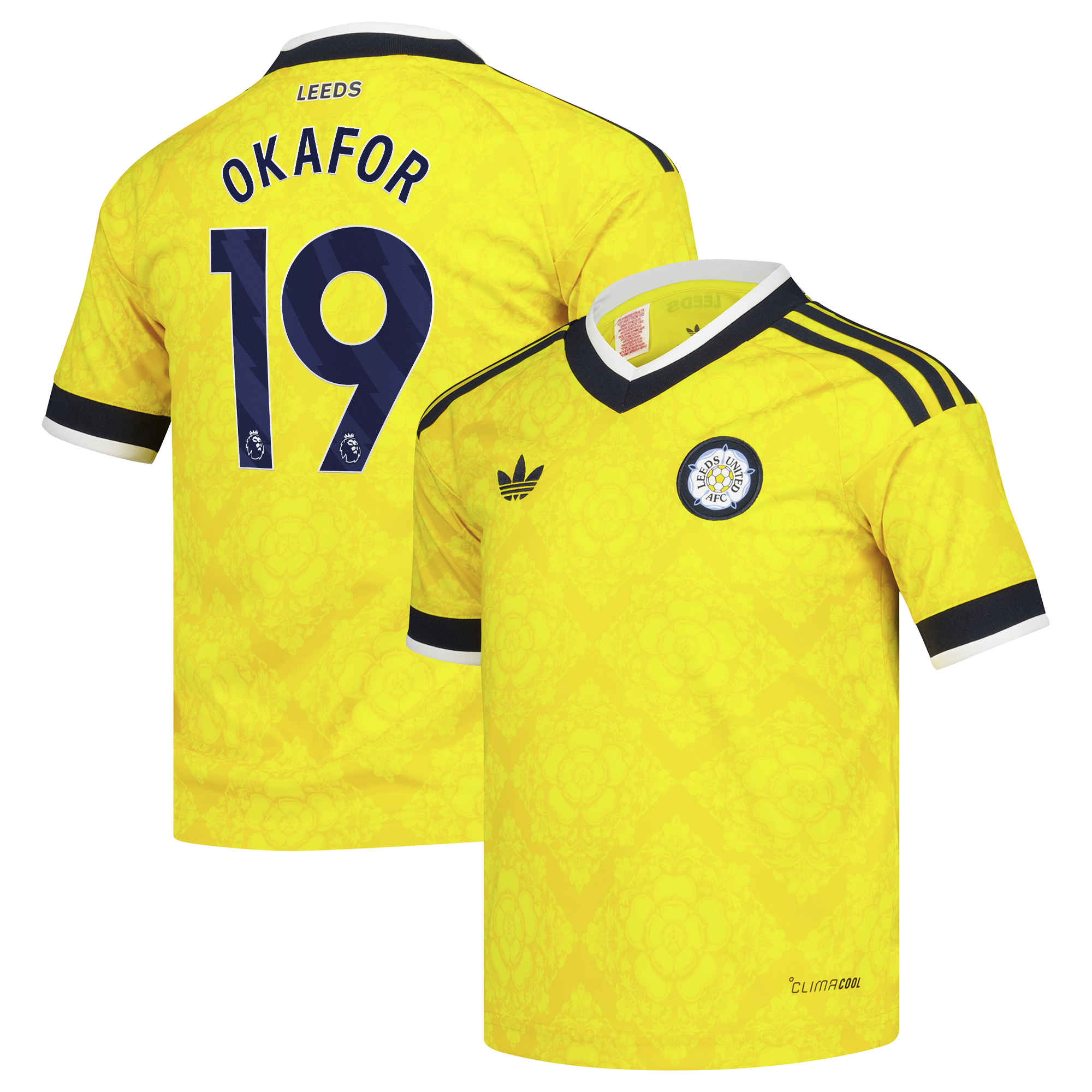 Leeds United adidas Away Shirt 2026-27 - Kids with Okafor 19 printing, , rebel_hi-res