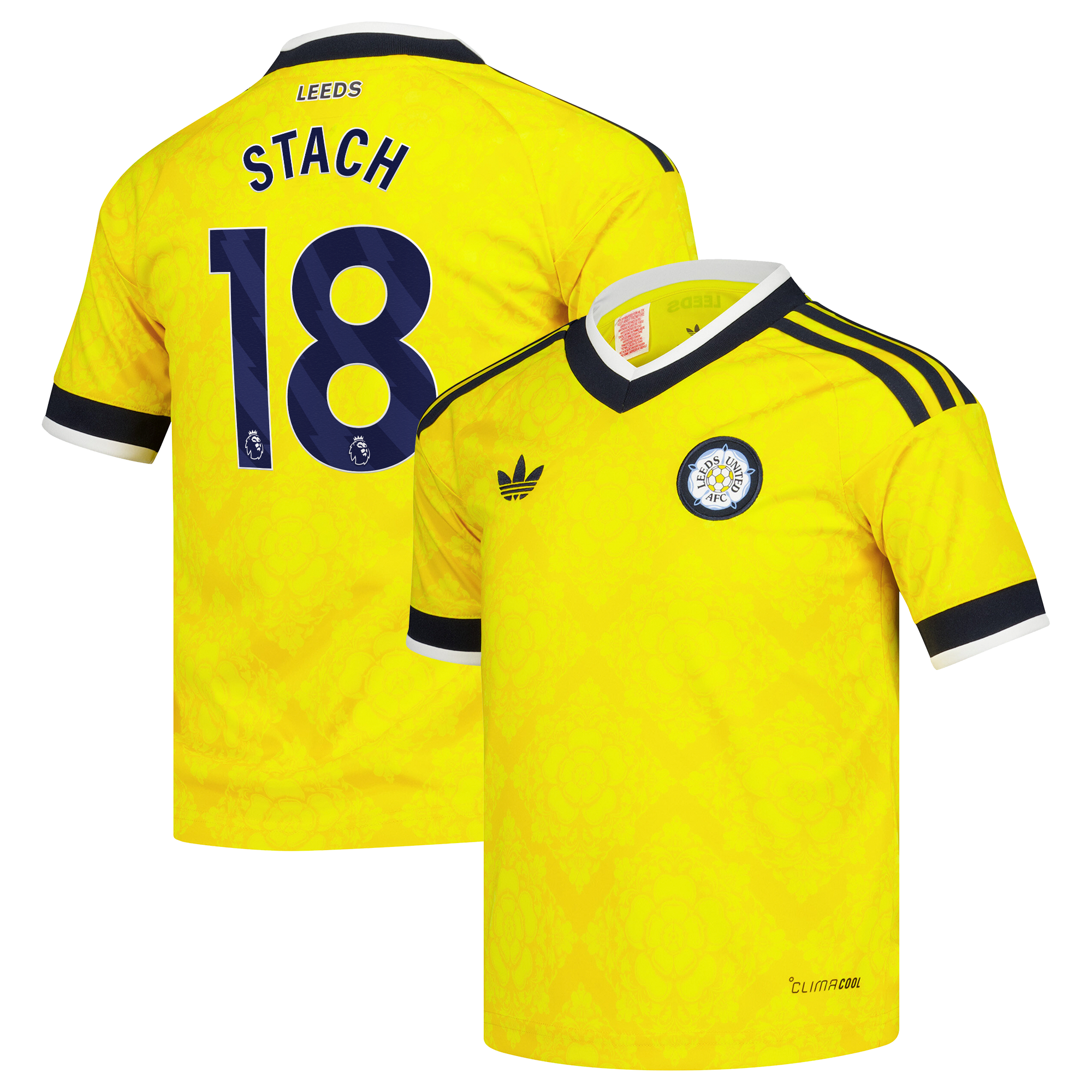 Leeds United adidas Away Shirt 2026-27 - Kids with Stach 18 printing, , rebel_hi-res