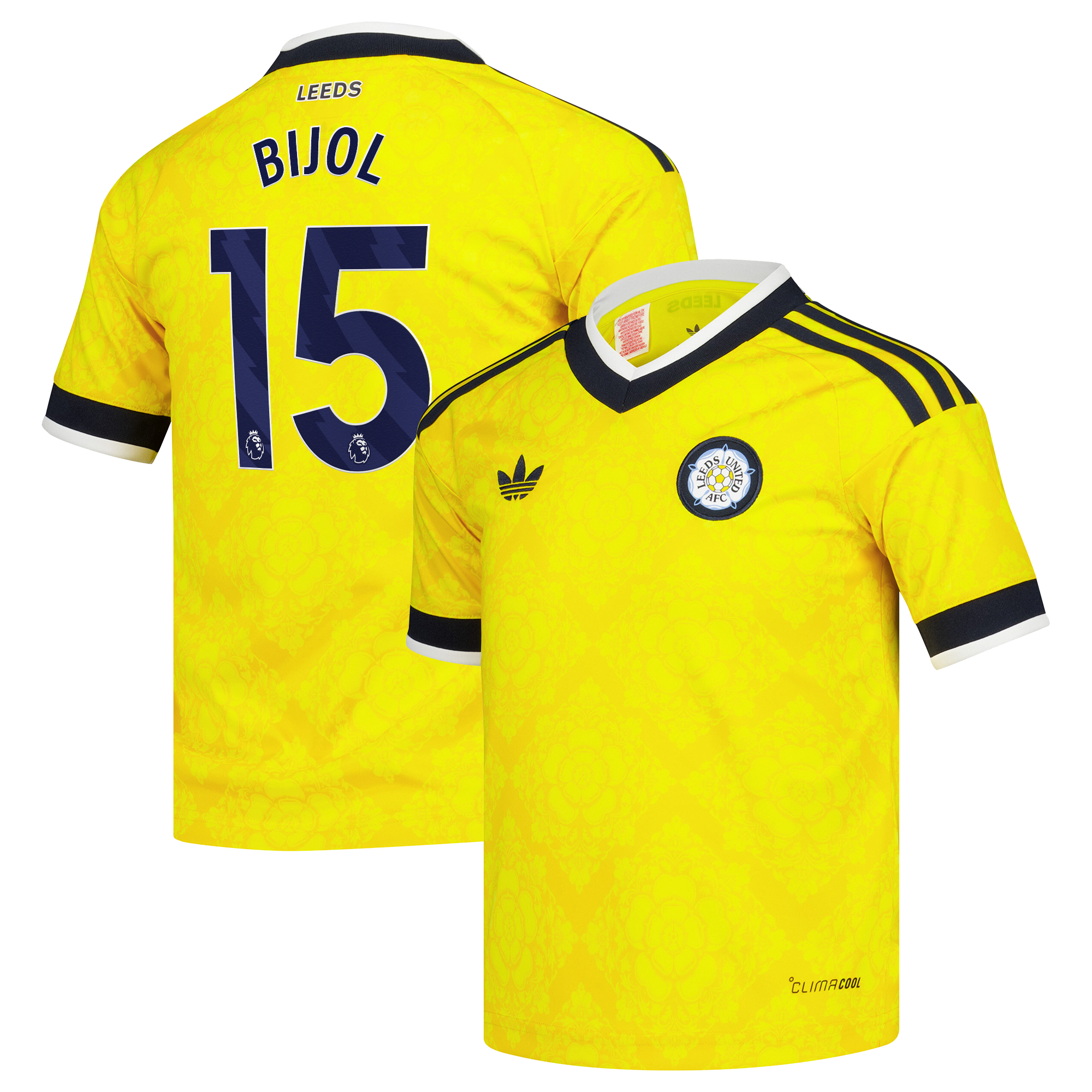 Leeds United adidas Away Shirt 2026-27 - Kids with Bijol 15 printing, , rebel_hi-res