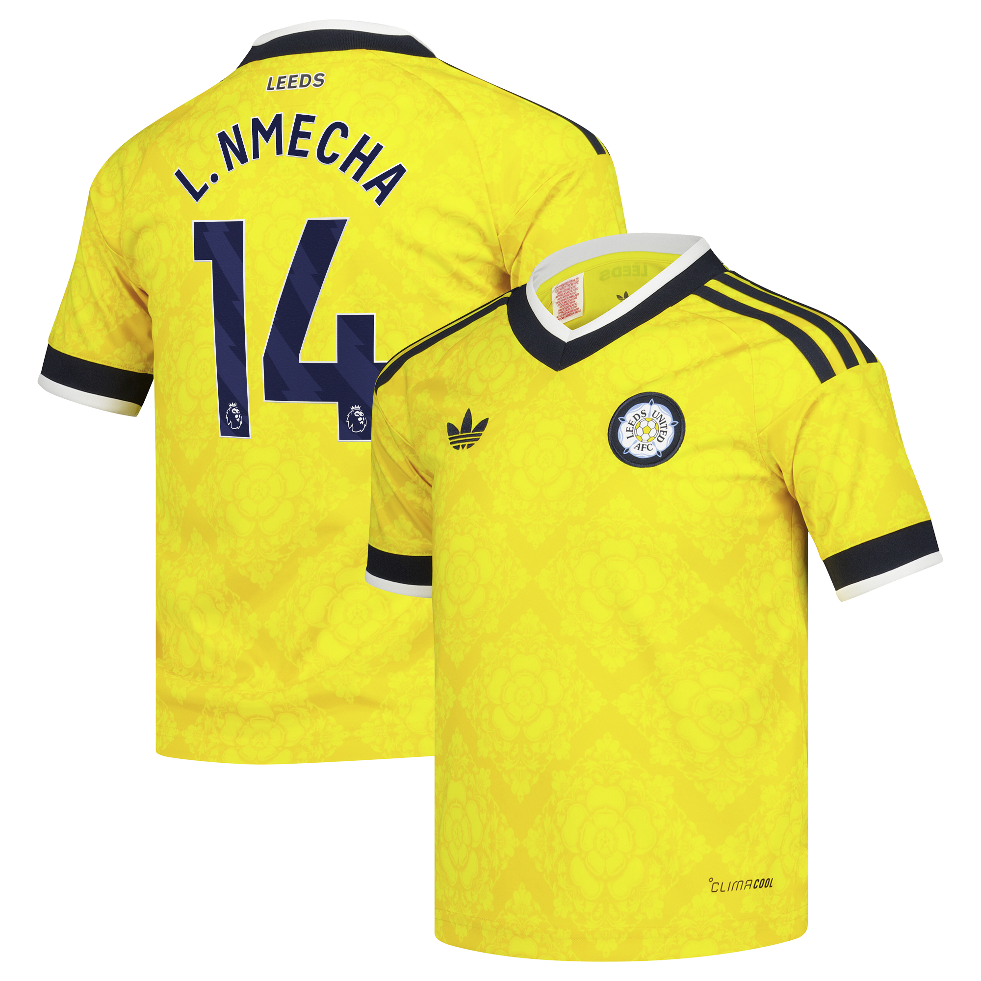 Leeds United adidas Away Shirt 2026-27 - Kids with L. Nmecha 14 printing, , rebel_hi-res