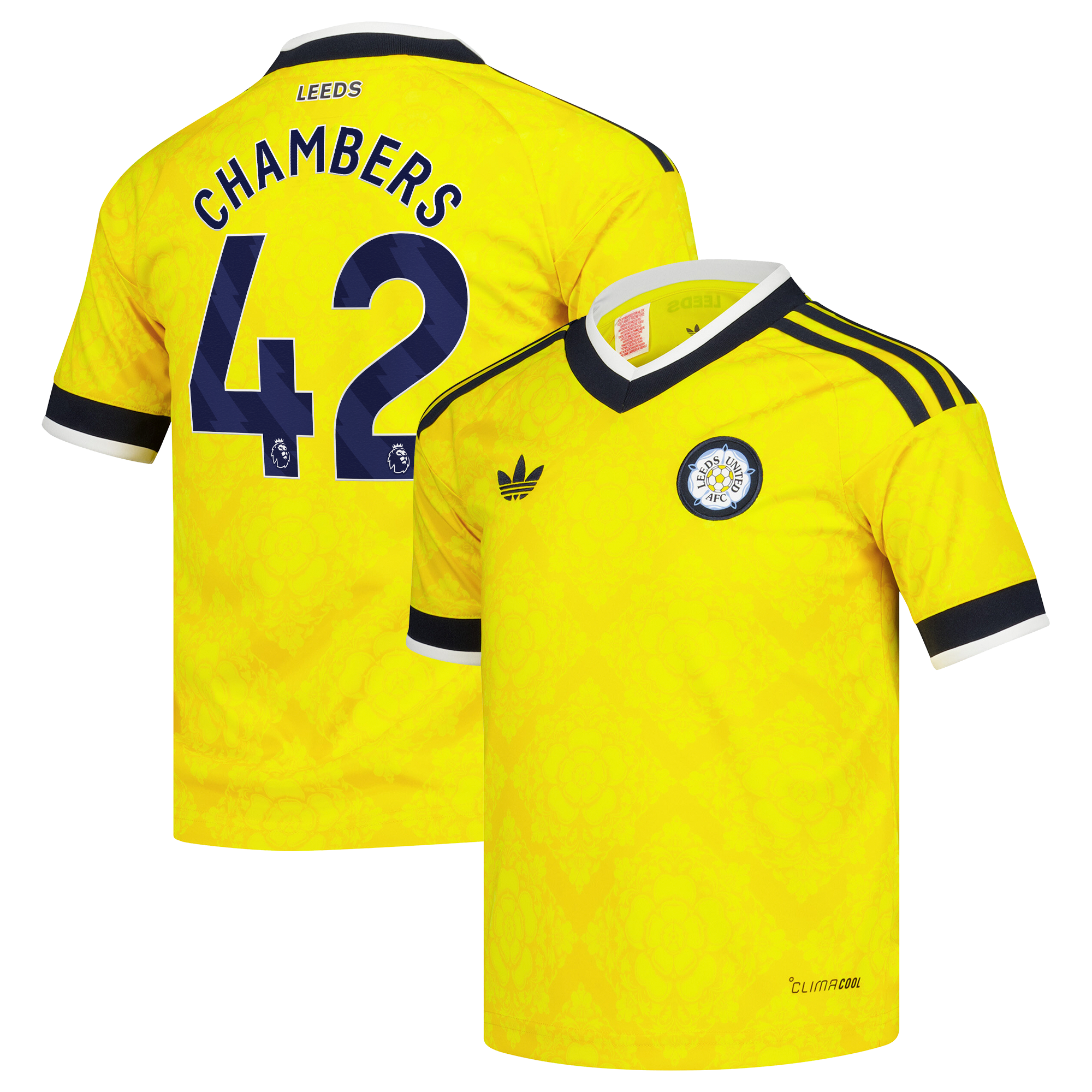 Leeds United adidas Away Shirt 2026-27 - Kids with Chambers 42 printing, , rebel_hi-res
