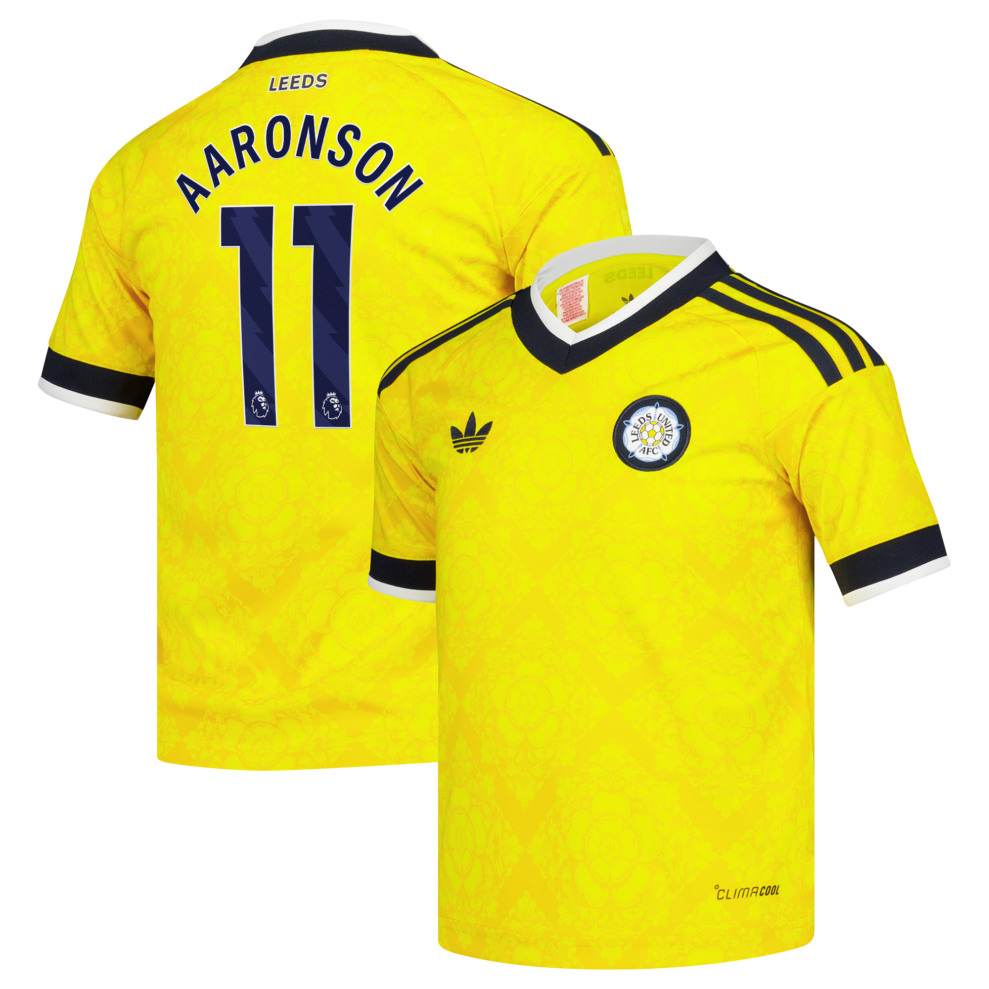 Leeds United adidas Away Shirt 2026-27 - Kids with Aaronson 11 printing, , rebel_hi-res