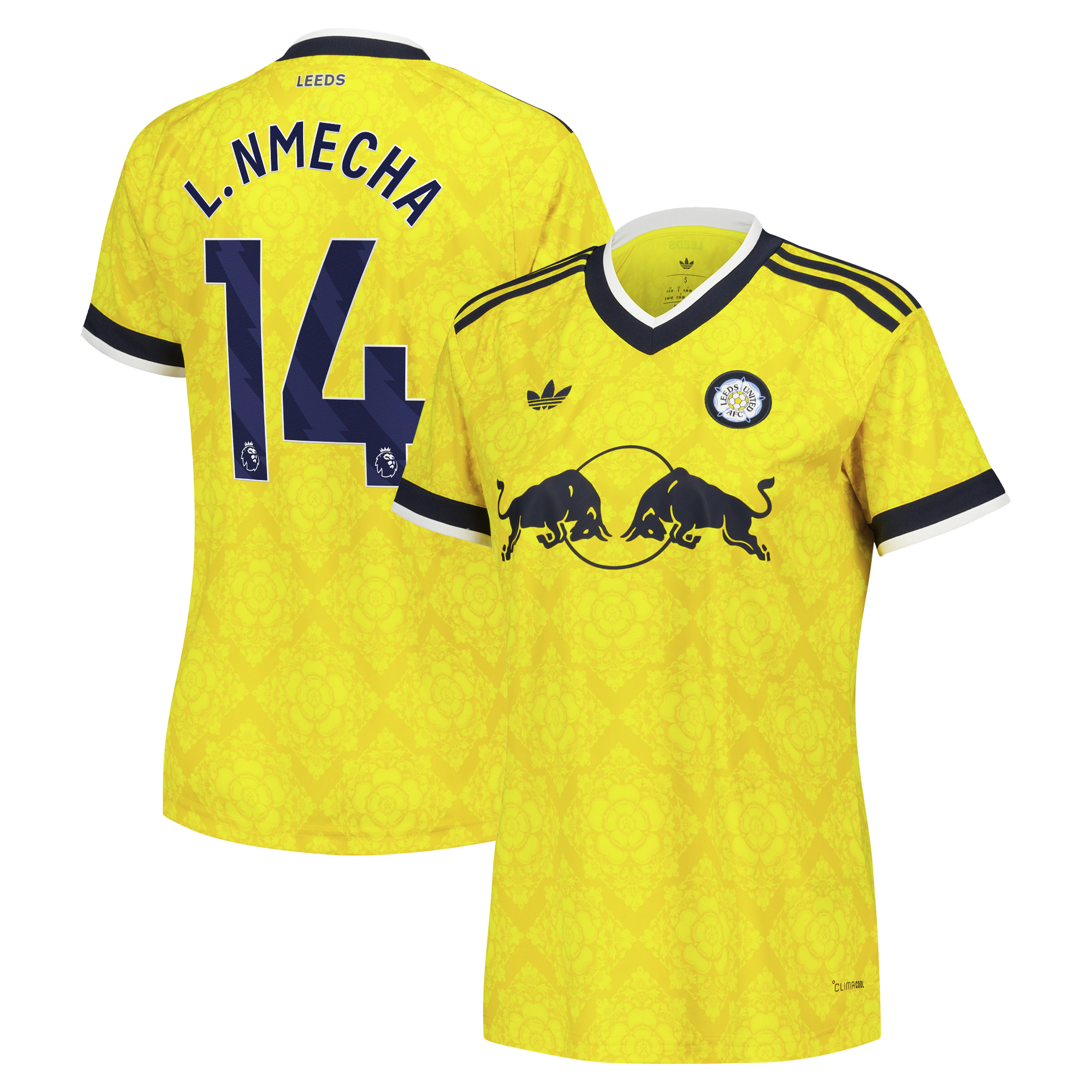 Leeds United adidas Away Shirt 2026-27 - Womens with L. Nmecha 14 printing, , rebel_hi-res