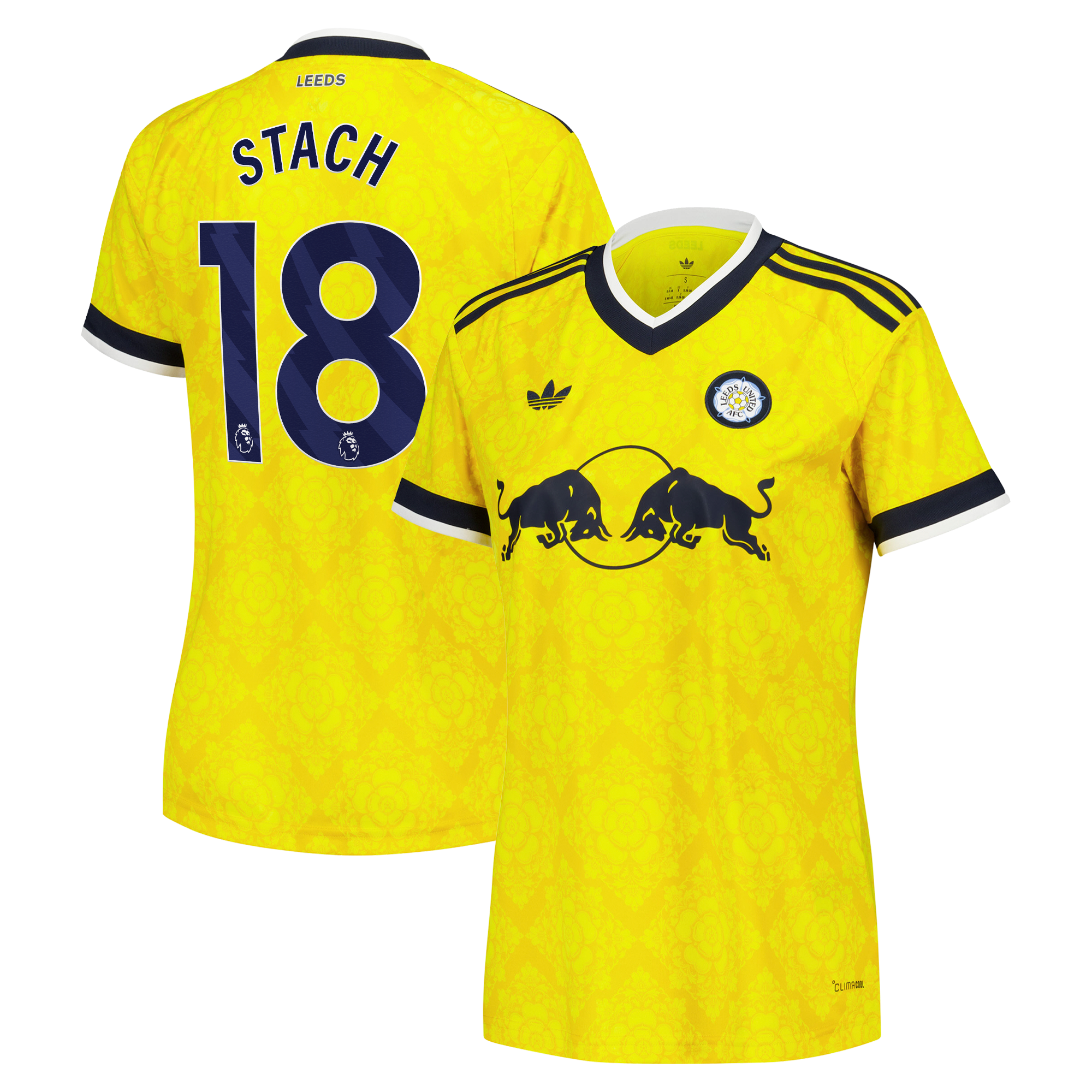 Leeds United adidas Away Shirt 2026-27 - Womens with Stach 18 printing, , rebel_hi-res