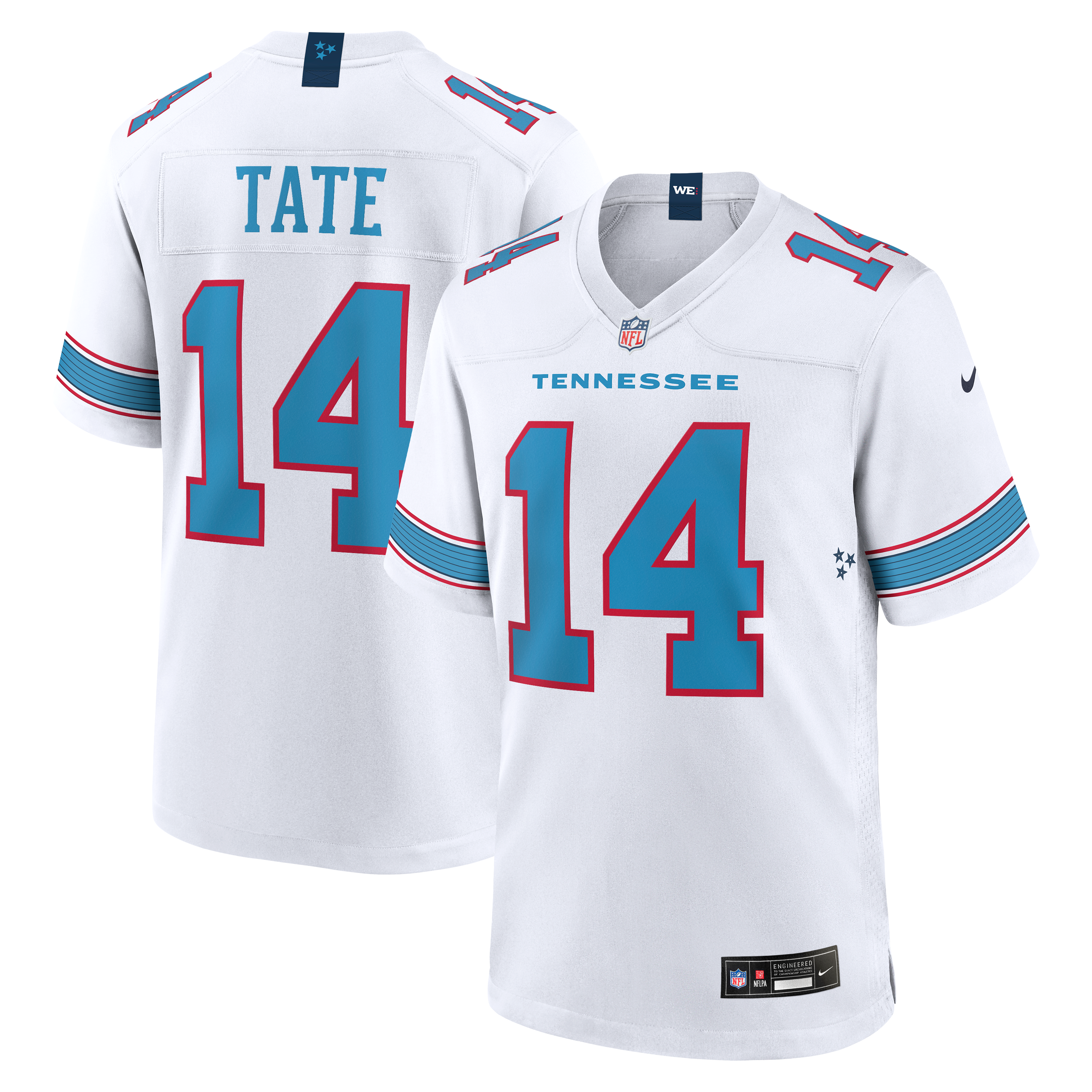 Tennessee Titans Nike Game Road Jersey - White - Carnell Tate - Mens, , rebel_hi-res
