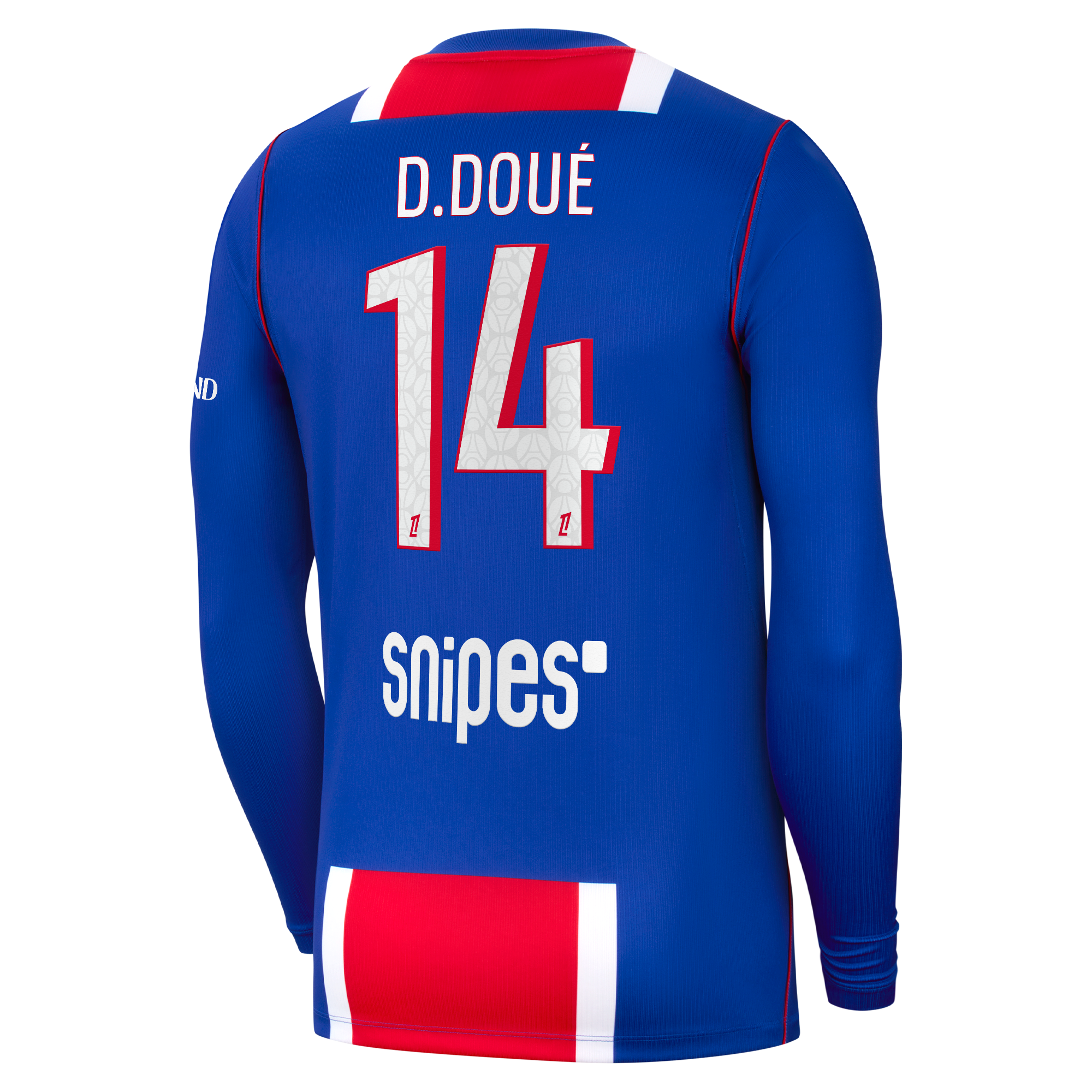 PSG Nike Home Stadium Long Sleeve Shirt 2026-27 with D.Dou&eacute; 14 printing, , rebel_hi-res