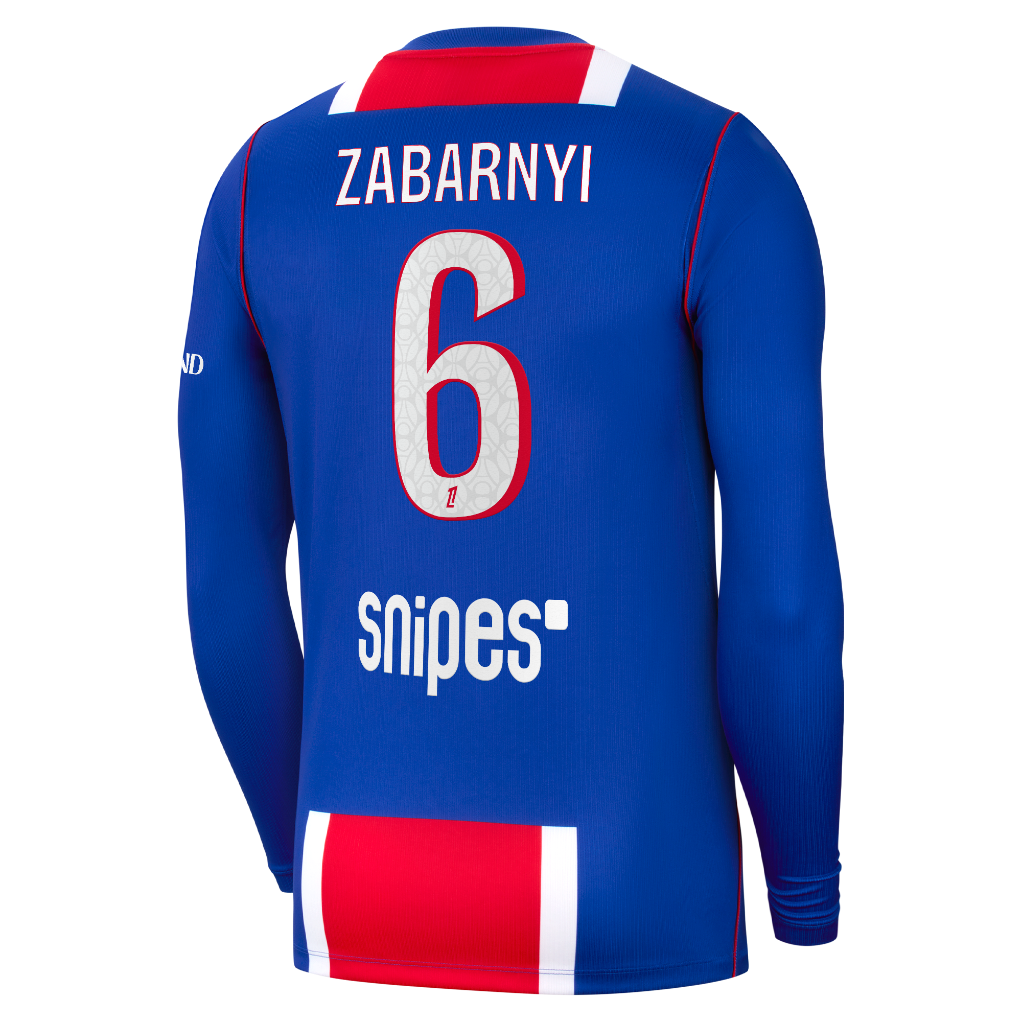 PSG Nike Home Stadium Long Sleeve Shirt 2026-27 with Zabarnyi 6 printing, , rebel_hi-res