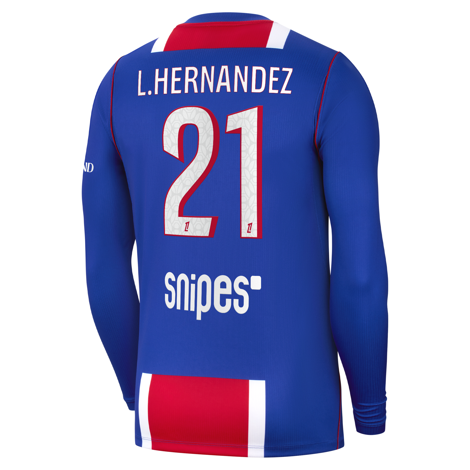 PSG Nike Home Stadium Long Sleeve Shirt 2026-27 with L.Hernandez 21 printing, , rebel_hi-res
