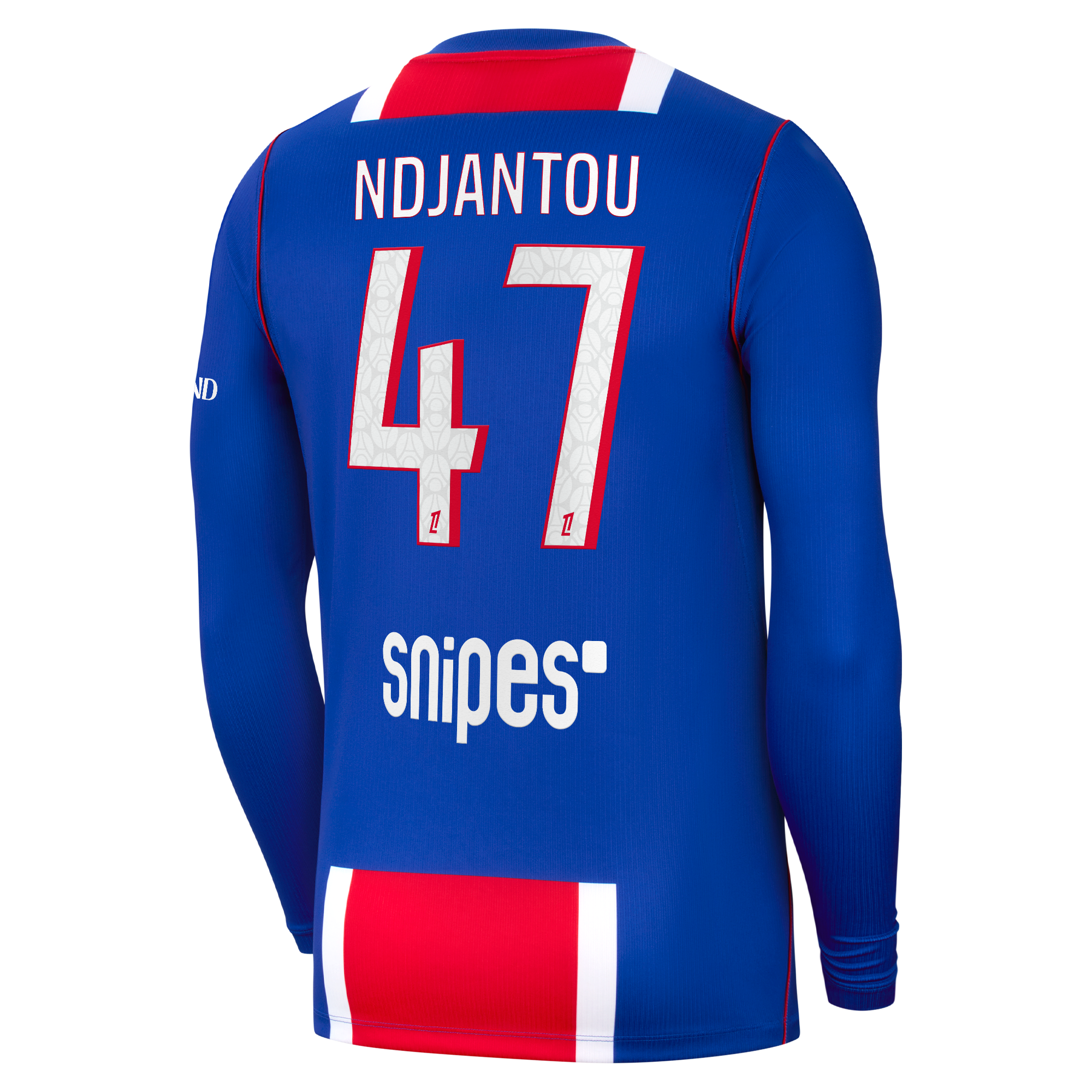 PSG Nike Home Stadium Long Sleeve Shirt 2026-27 with Ndjantou 47 printing, , rebel_hi-res