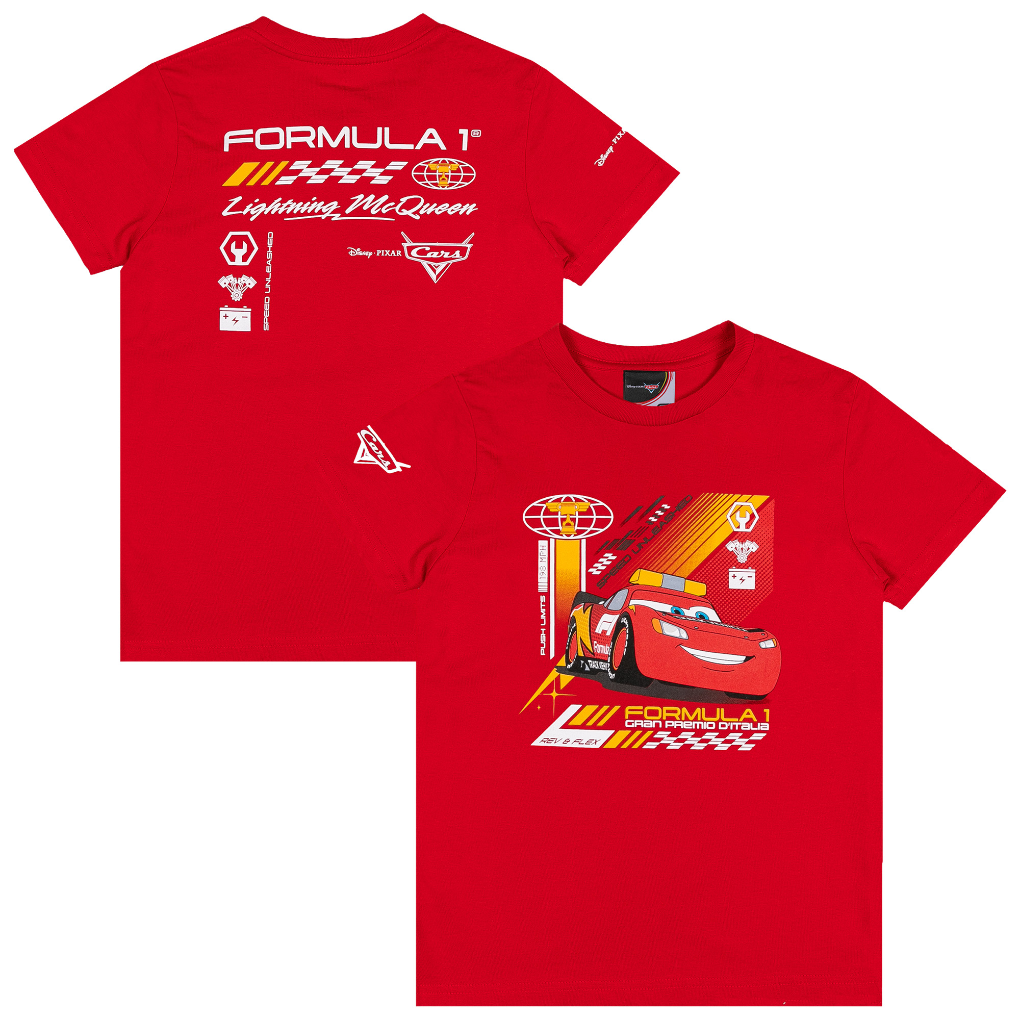 Formula 1 X Disney Monza 2026 Cars Lightning McQueen T-Shirt - Red - Kids, , rebel_hi-res