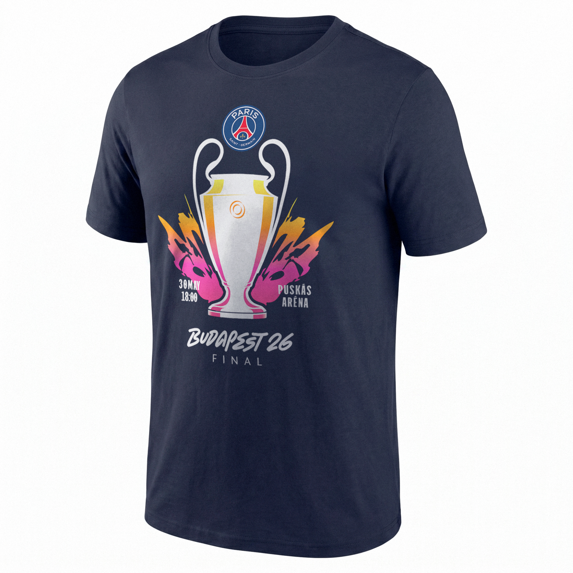 Paris Saint-Germain UCL Finalist Budapest 2026 T-Shirt - Navy - Kids, , rebel_hi-res