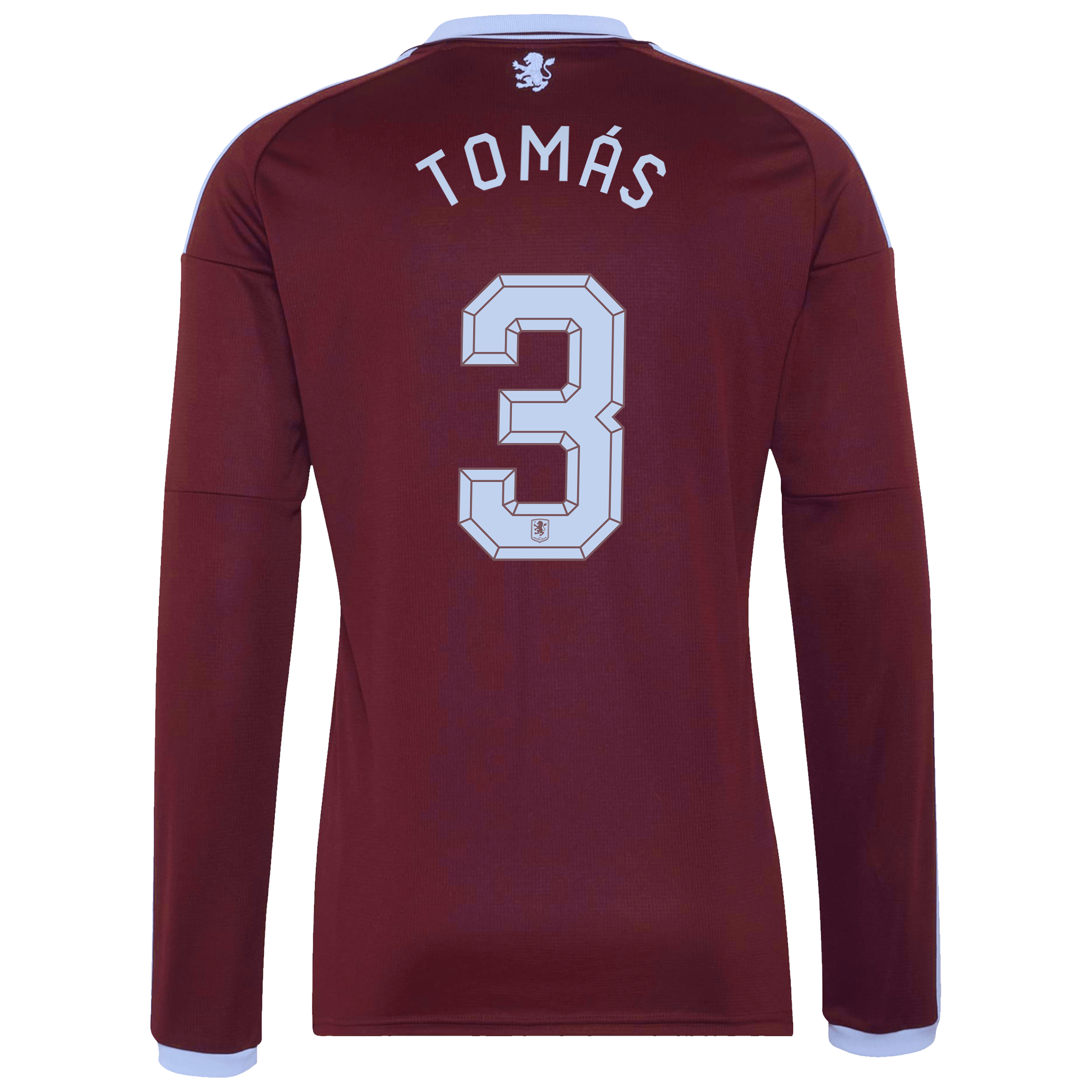 Aston Villa adidas Home Shirt 2026-27 - Long Sleeve with Tom&aacute;s 3 Cup printing, , rebel_hi-res