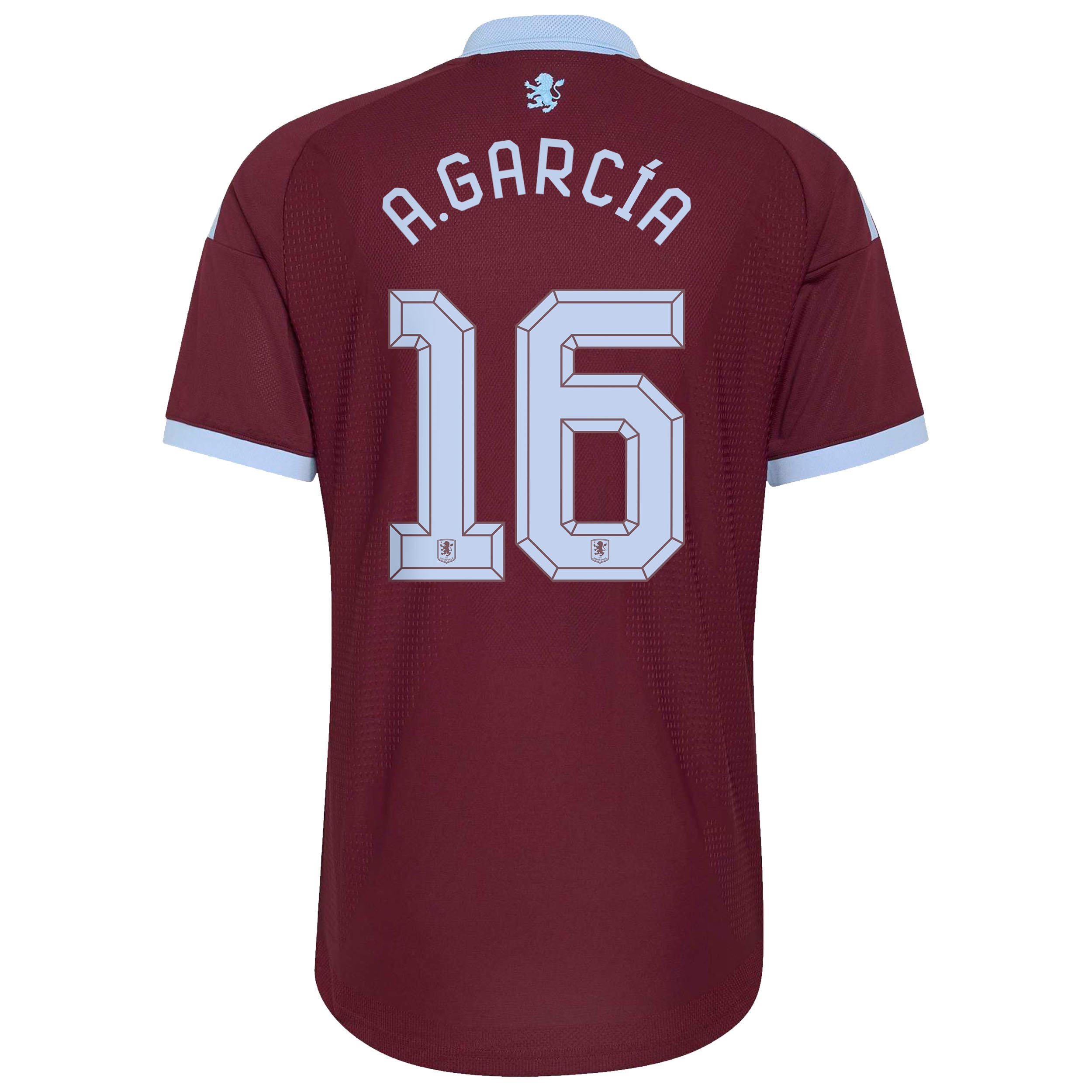 Aston Villa adidas Home Authentic Shirt 2026-27 with A.Garc&iacute;a 16 Cup printing, , rebel_hi-res