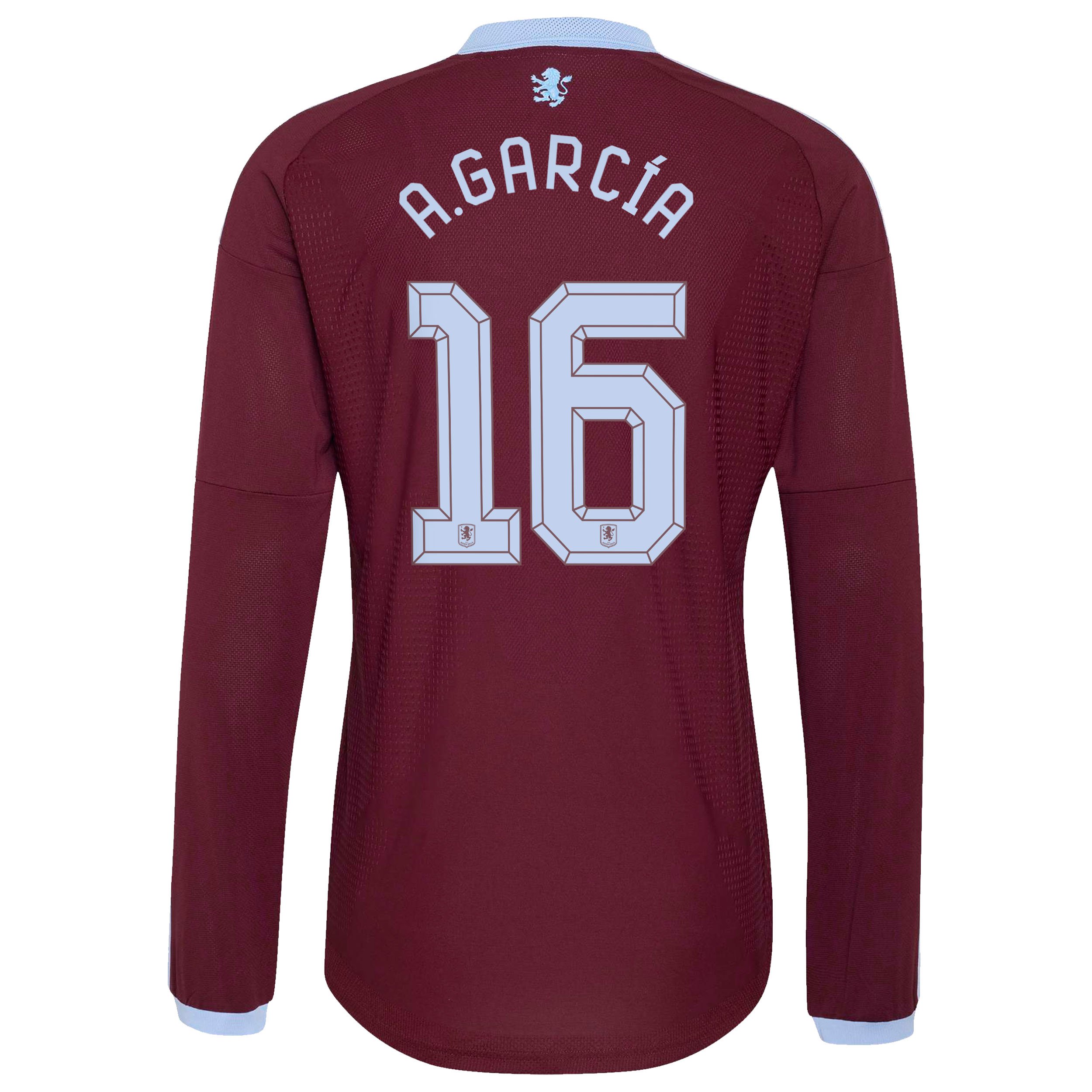 Aston Villa adidas Home Authentic Shirt 2026-27 - Long Sleeve with A.Garc&iacute;a 16 Cup printing, , rebel_hi-res