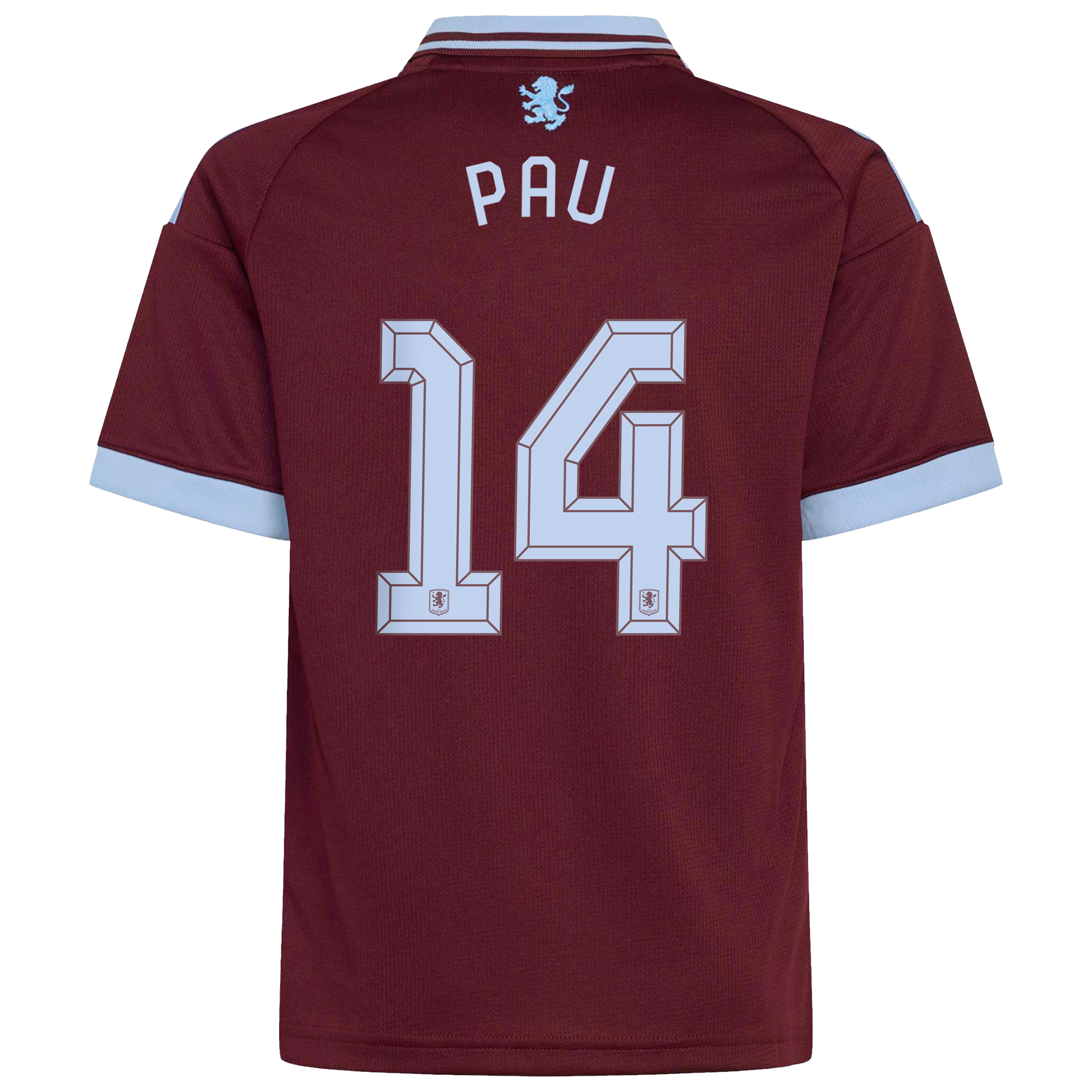 Aston Villa adidas Home Shirt 2026-27 - Kids with Pau 14 Cup printing, , rebel_hi-res