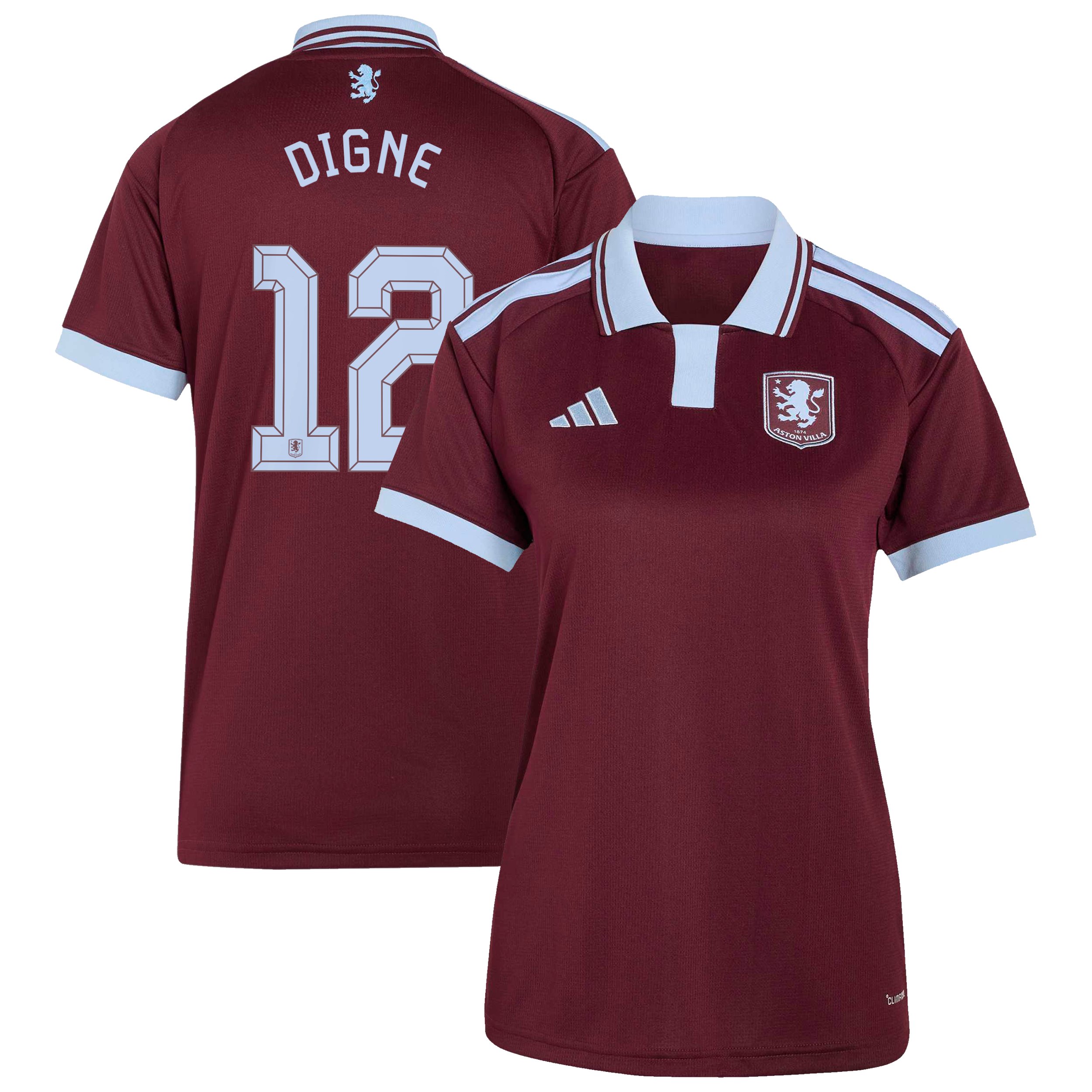 Aston Villa adidas Home Shirt 2026-27 - Womens with Digne 12 Cup printing, , rebel_hi-res