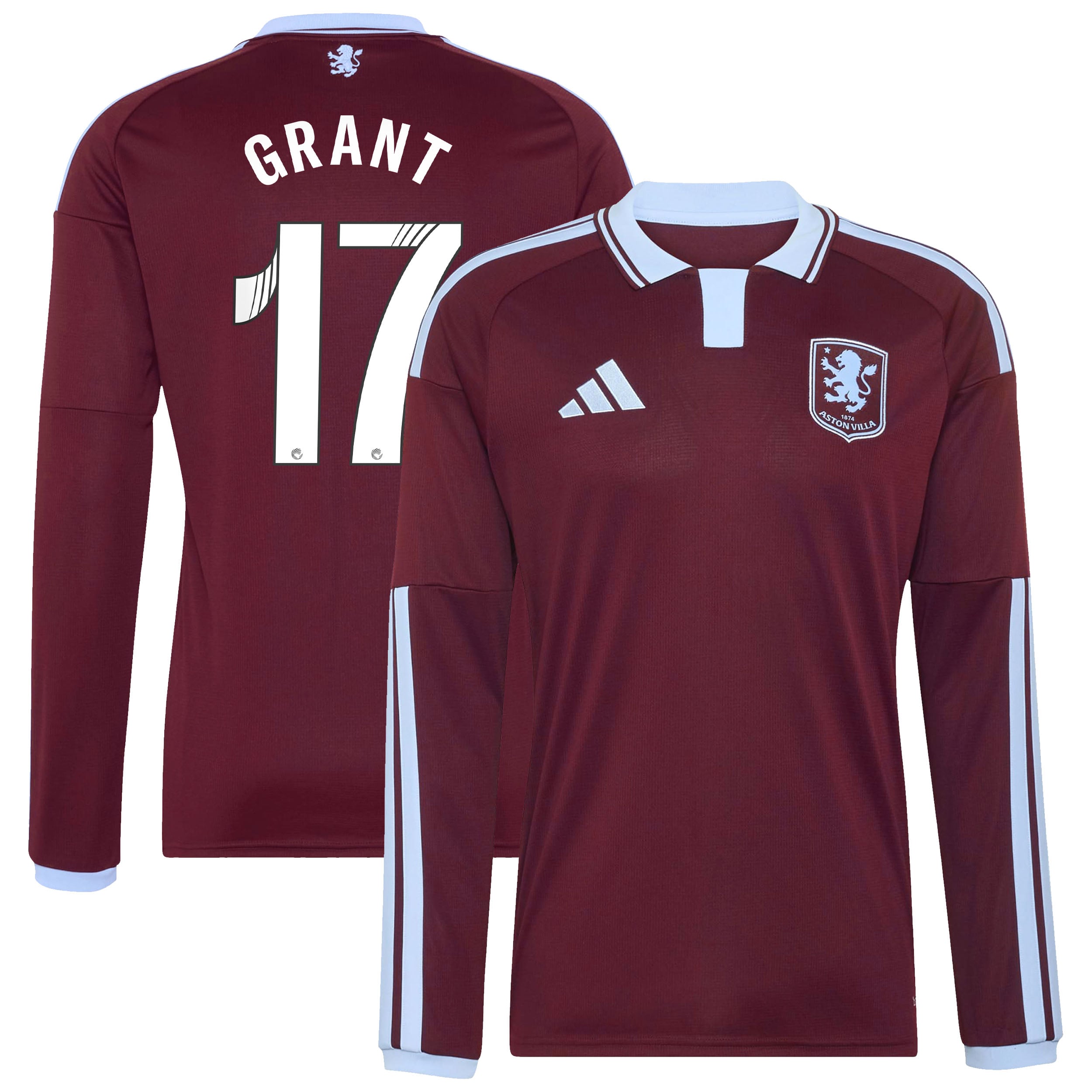 Aston Villa adidas WSL Home Shirt 2026-27 - Long Sleeve with Grant 17 printing, , rebel_hi-res