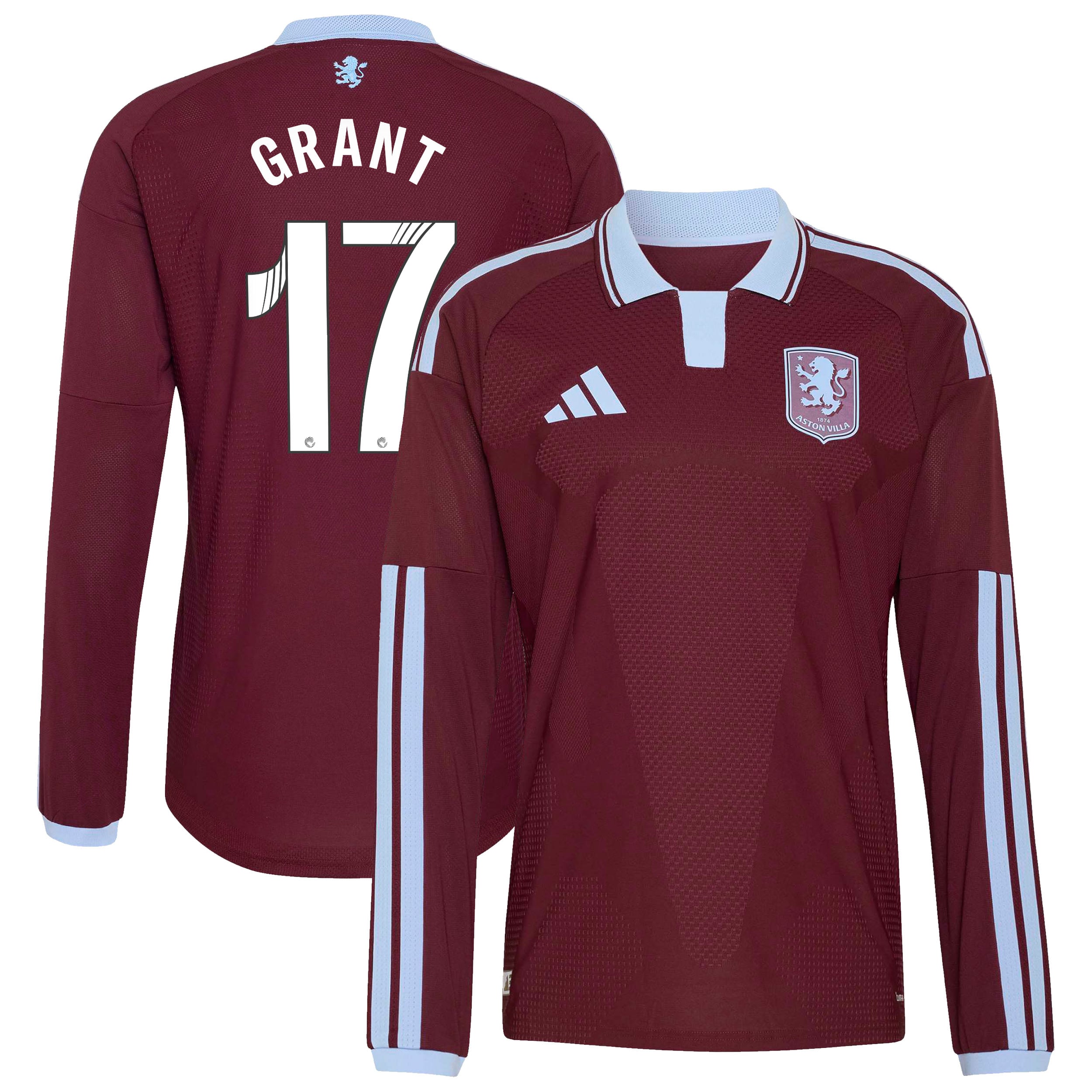 Aston Villa adidas WSL Home Authentic Shirt 2026-27 - Long Sleeve with Grant 17 printing, , rebel_hi-res