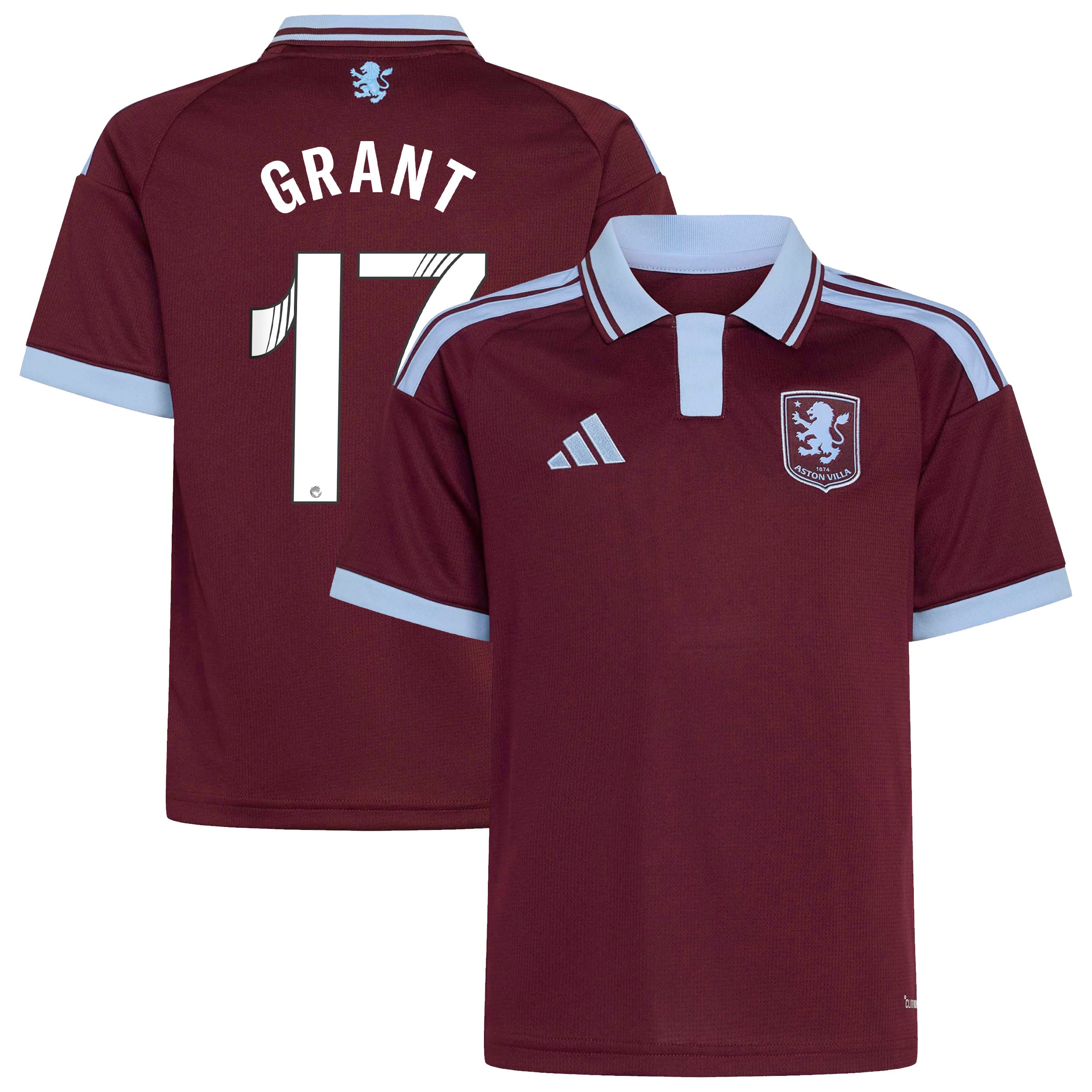 Aston Villa adidas WSL Home Shirt 2026-27 - Kids with Grant 17 printing, , rebel_hi-res