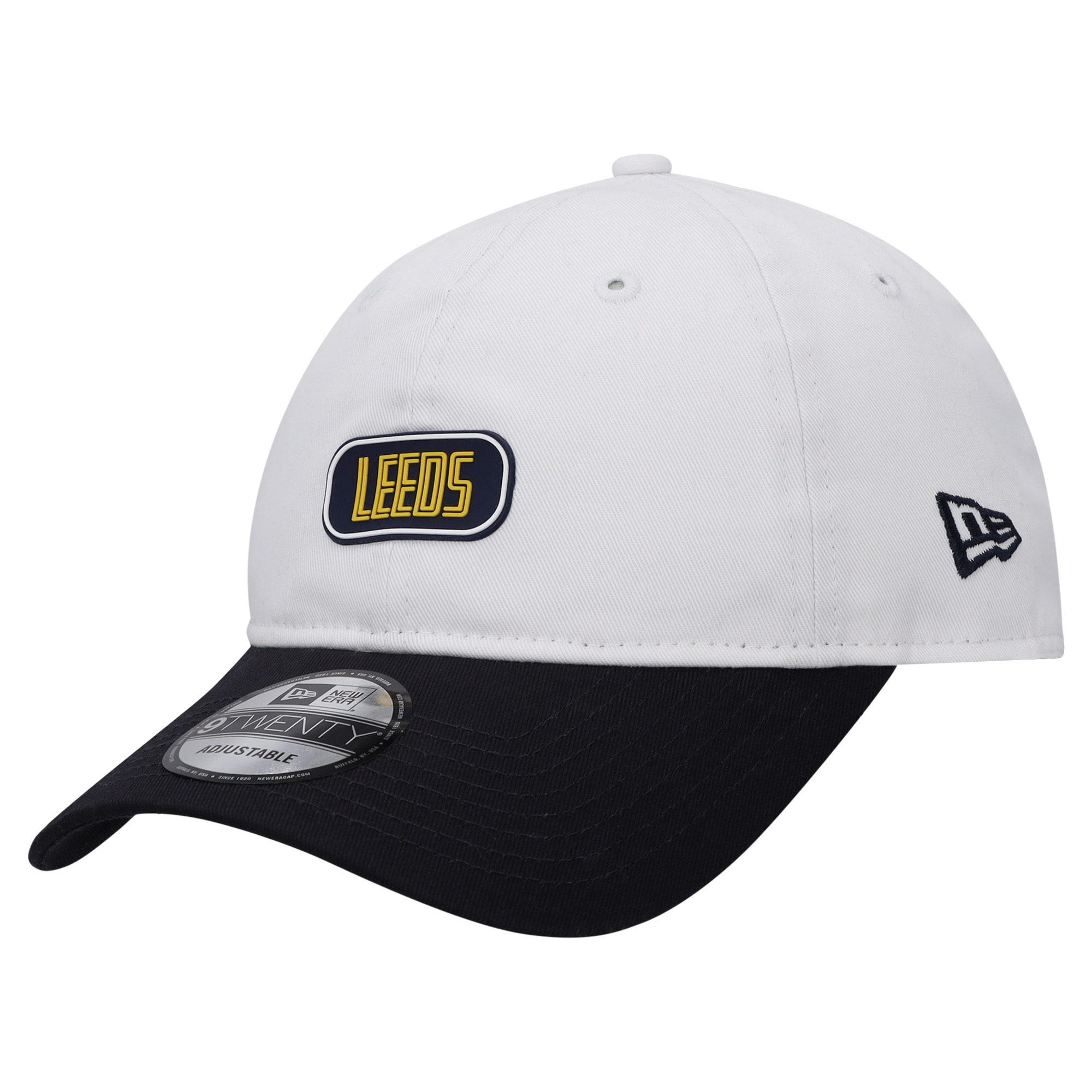 Leeds United New Era Rubber Badge 9TWENTY - White/Navy - Unisex, , rebel_hi-res
